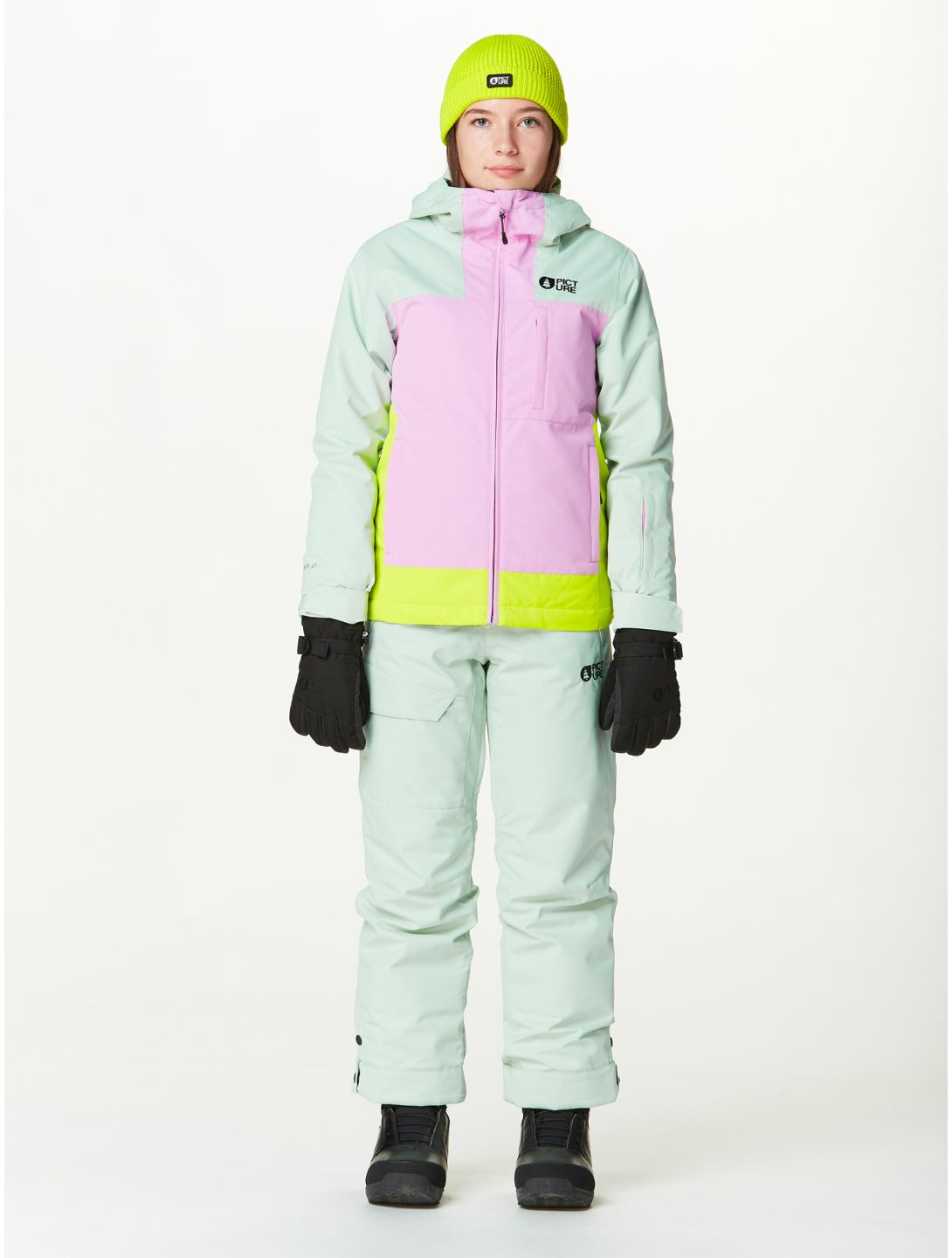 Picture, Seady ski jacket kids Silt Green Orchid Acid green, pink 