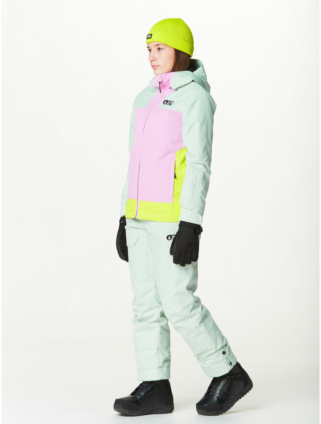 Picture, Seady ski jacket kids Silt Green Orchid Acid green, pink 