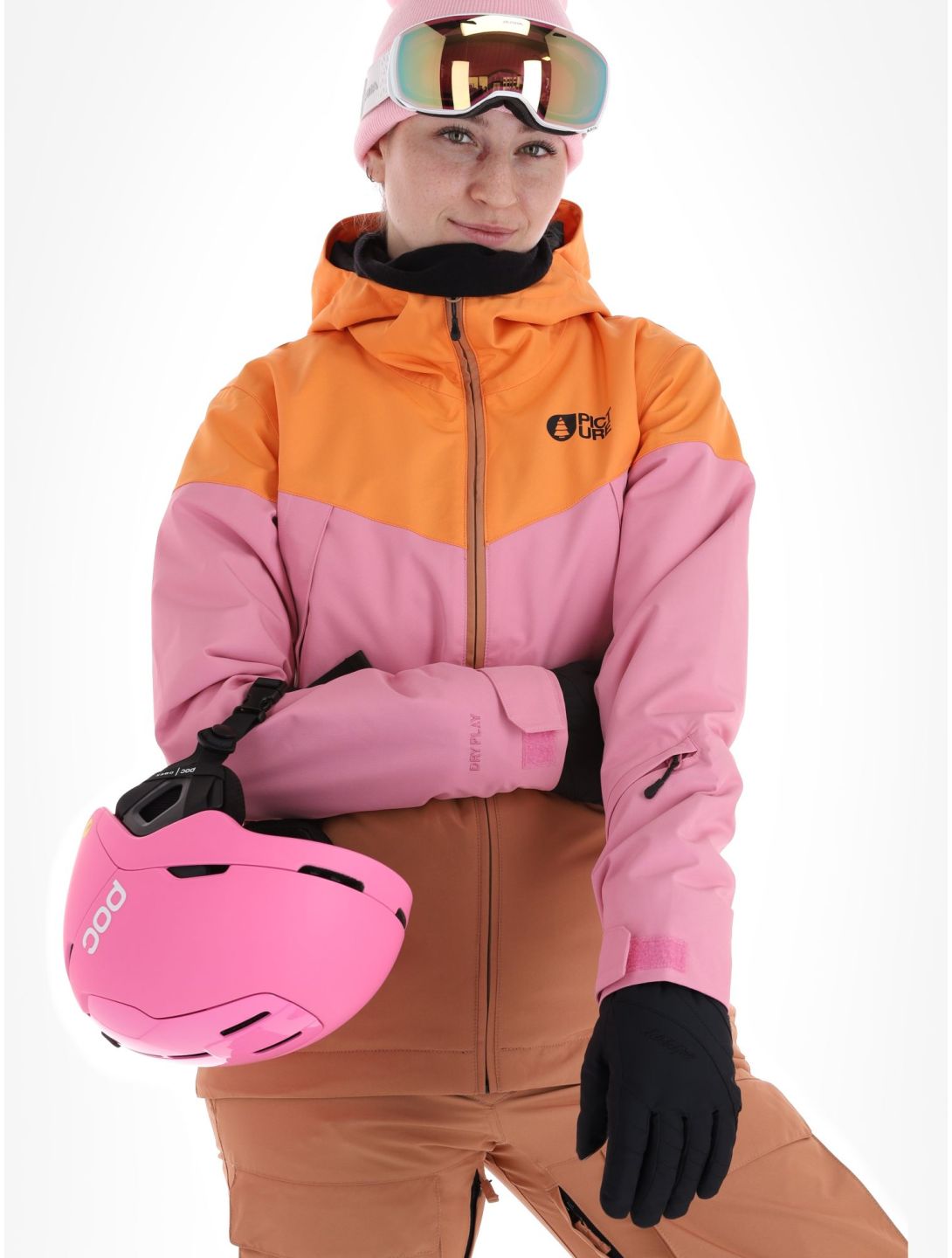 Picture, Seakrest ski jacket women Latte beige, orange, pink 