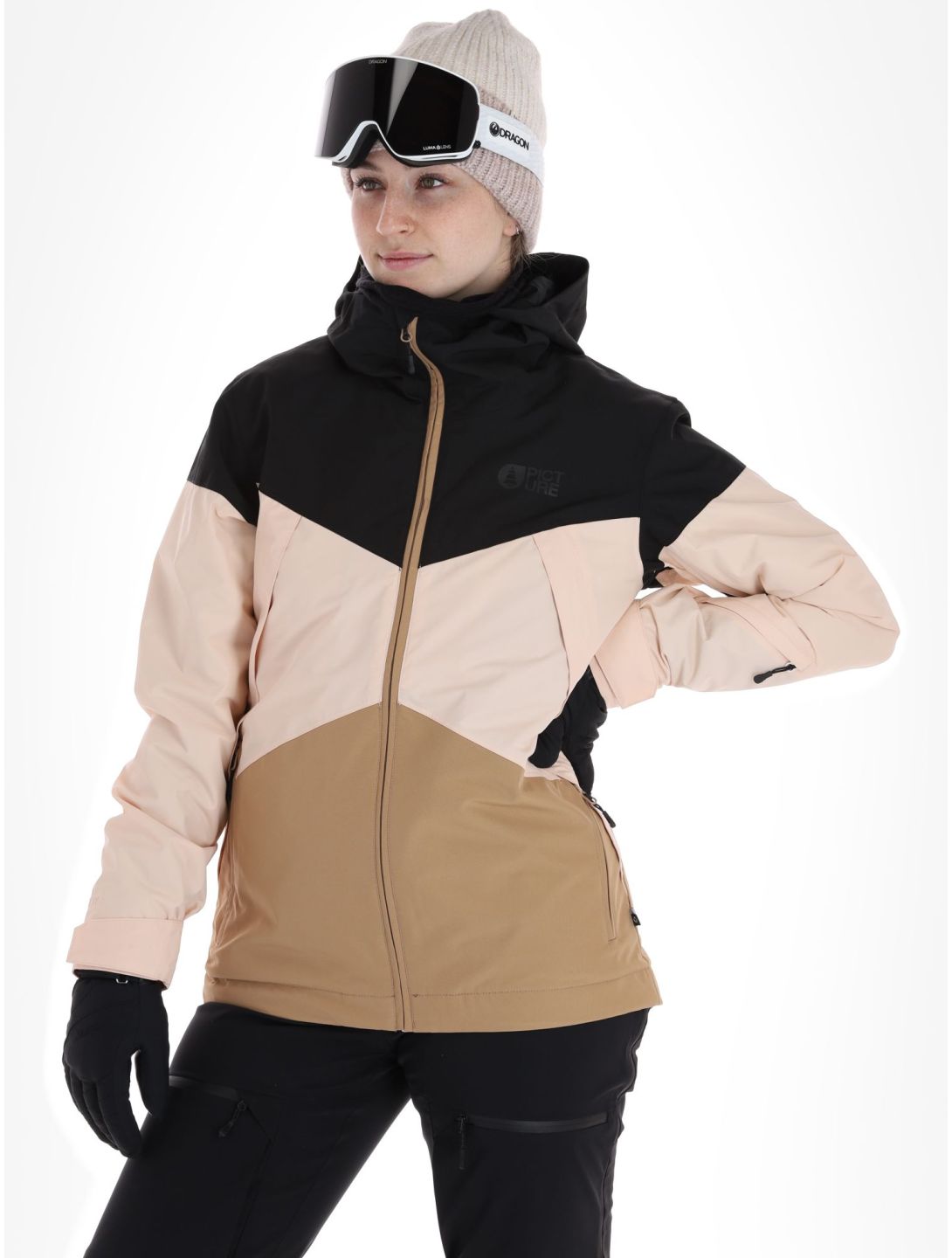 Picture, Seakrest ski jacket women Tannin-Black beige, black 