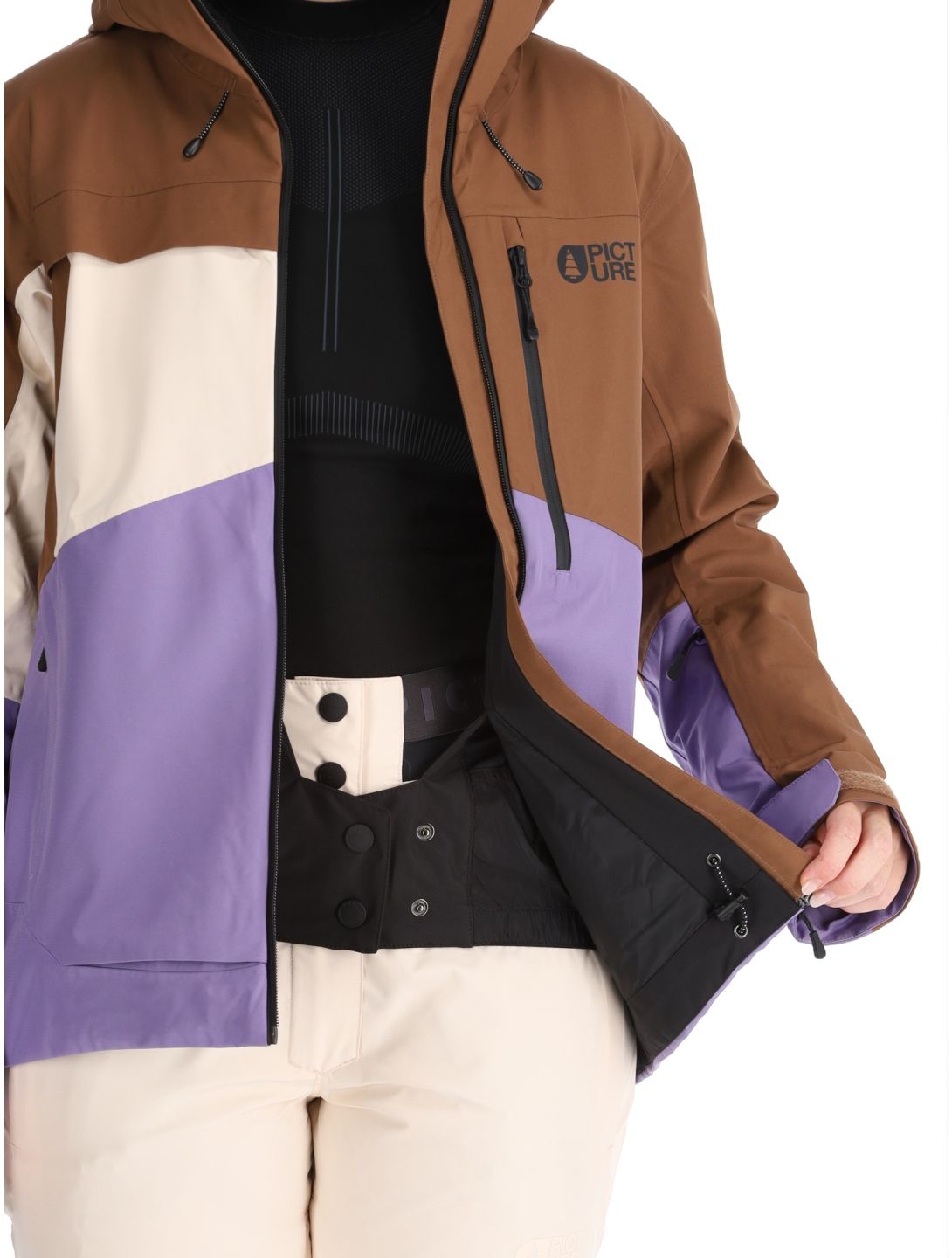 Picture, Seen ski jacket women Cocoa Brown Vanilla Paisley Purple beige, brown, purple 