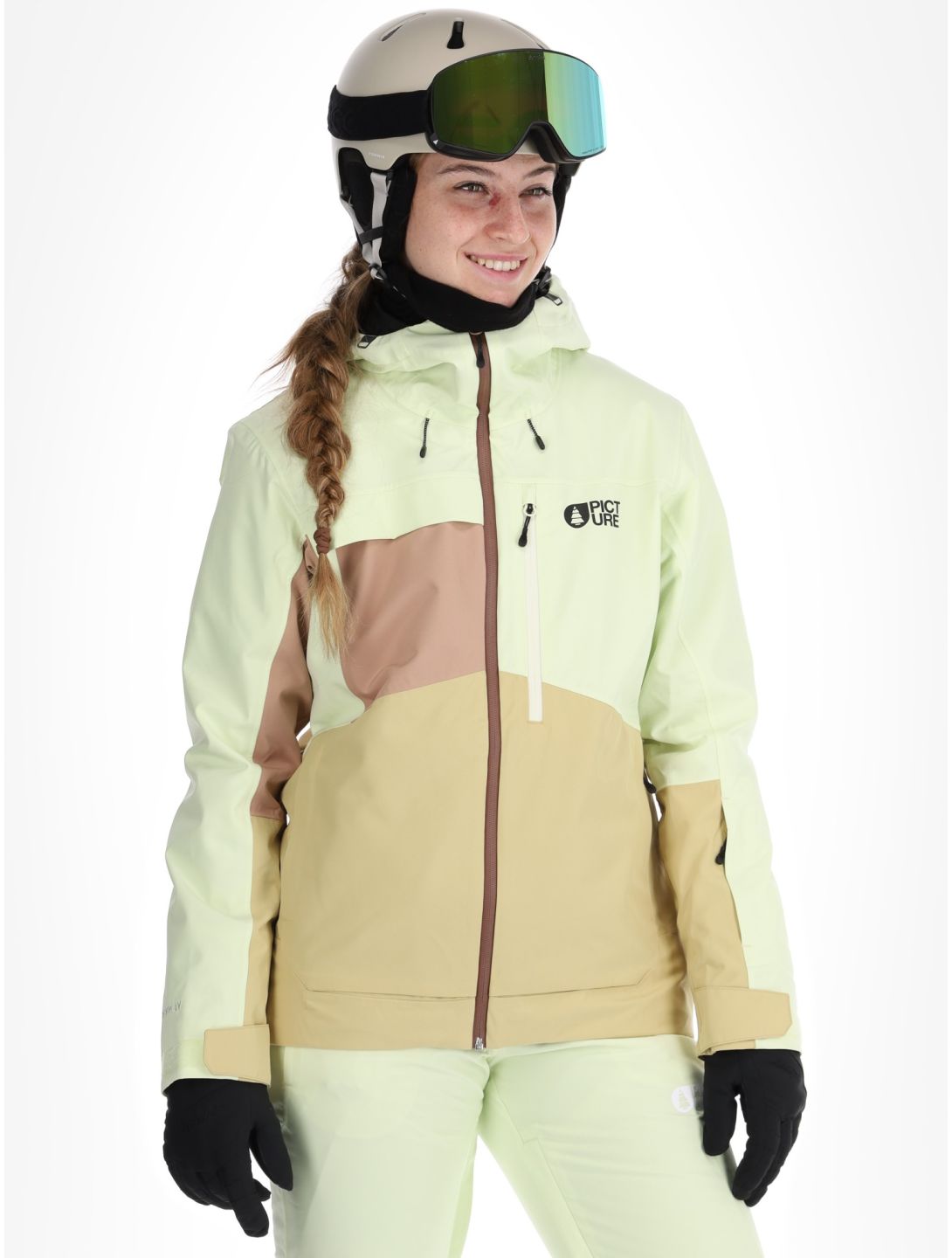 Picture, Seen ski jacket women Lime Cream Hemp Roebuck brown, green 