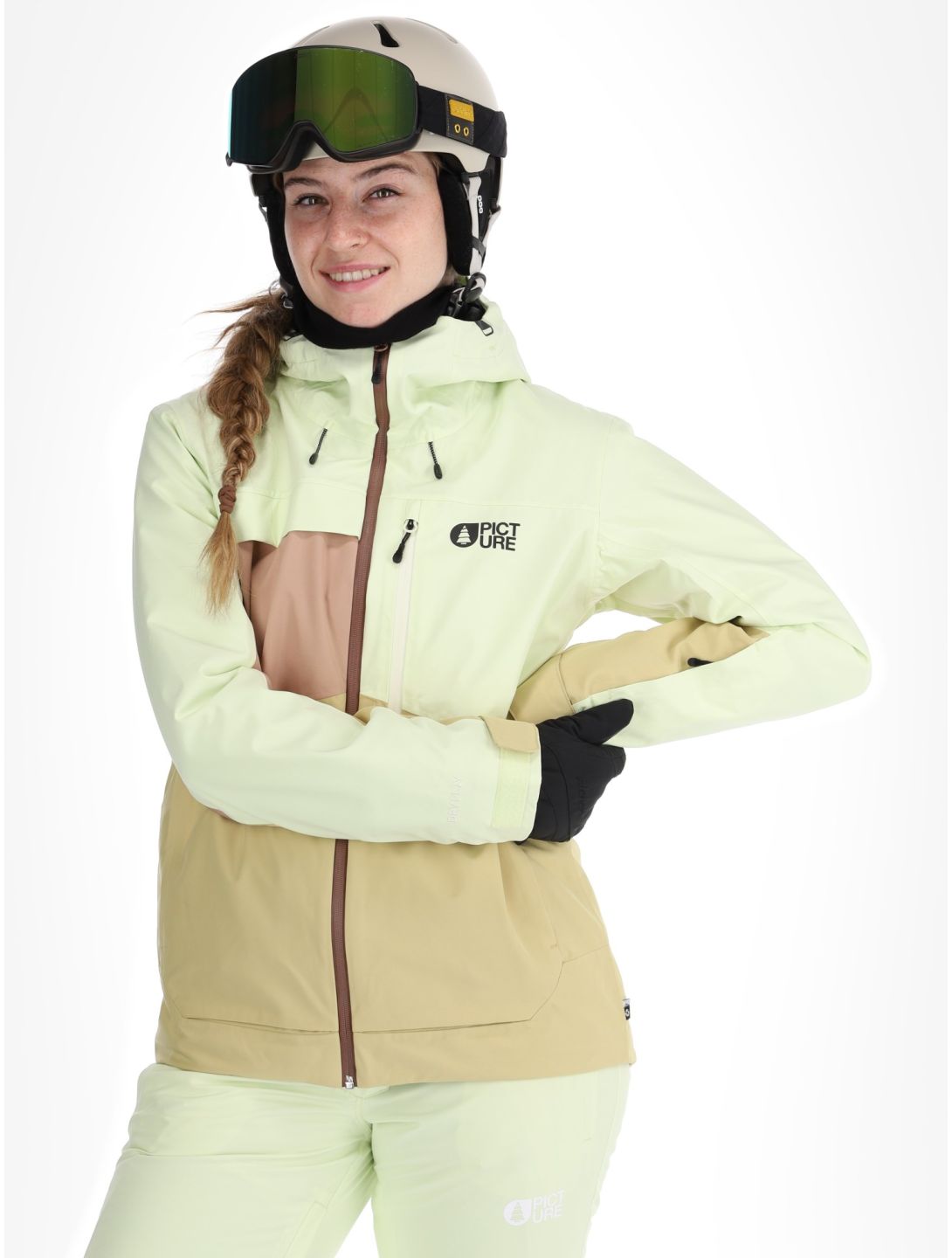 Picture, Seen ski jacket women Lime Cream Hemp Roebuck brown, green 