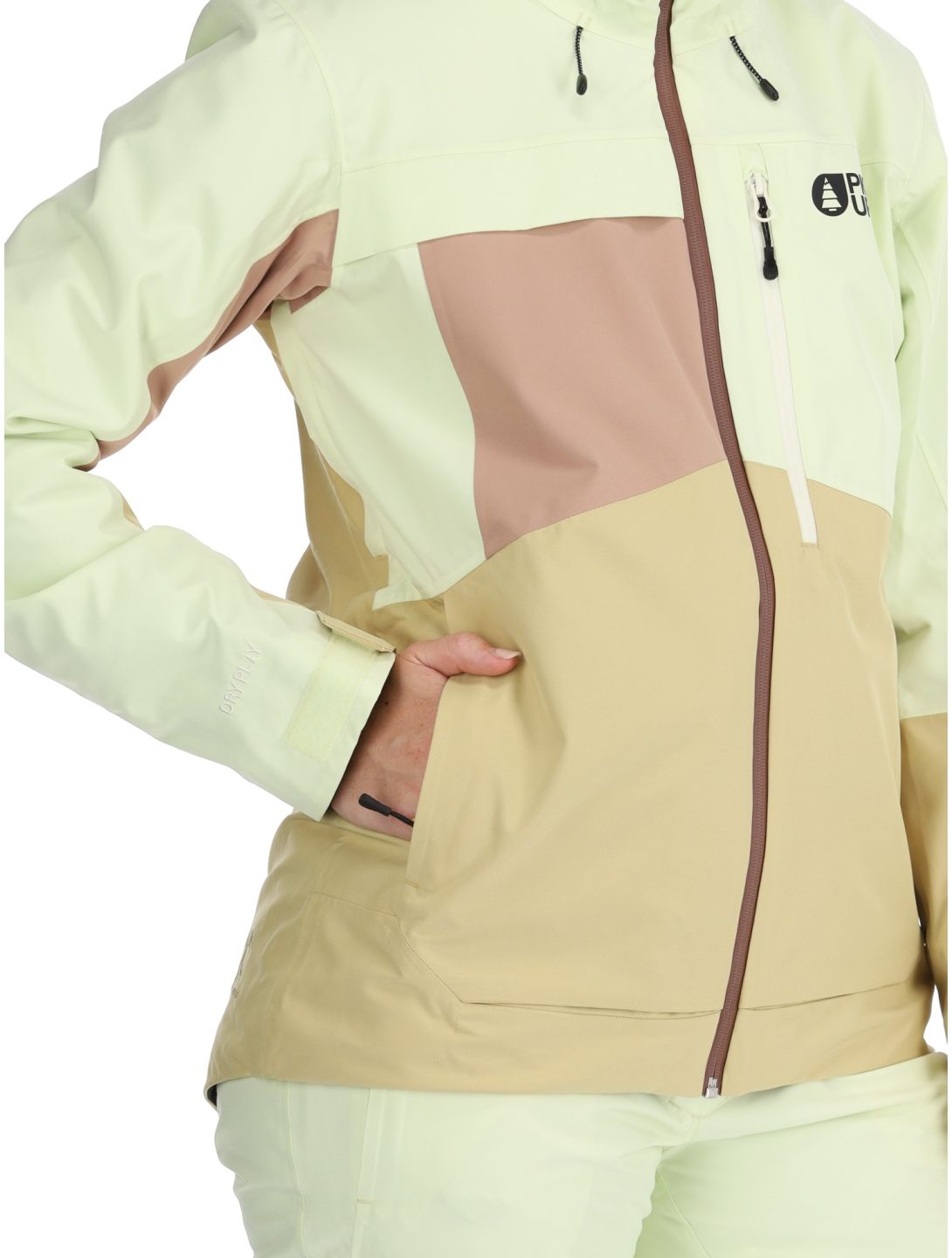 Picture, Seen ski jacket women Lime Cream Hemp Roebuck brown, green 