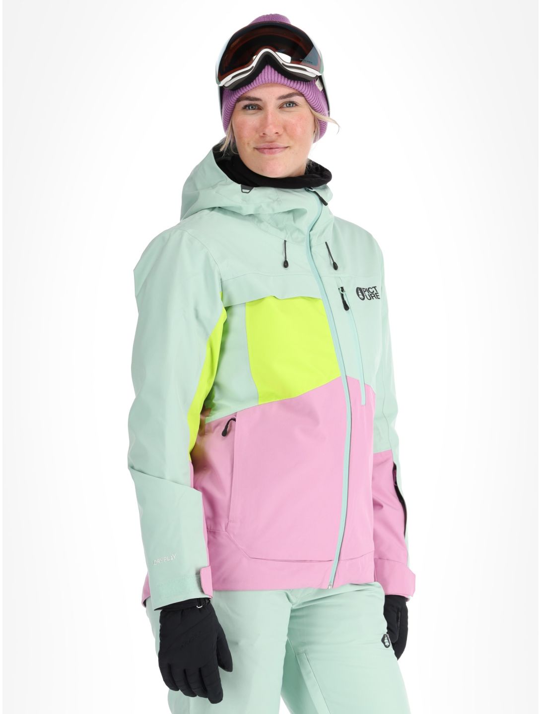 Picture, Seen ski jacket women Silt Green Acid Lime Orchid green, pink 