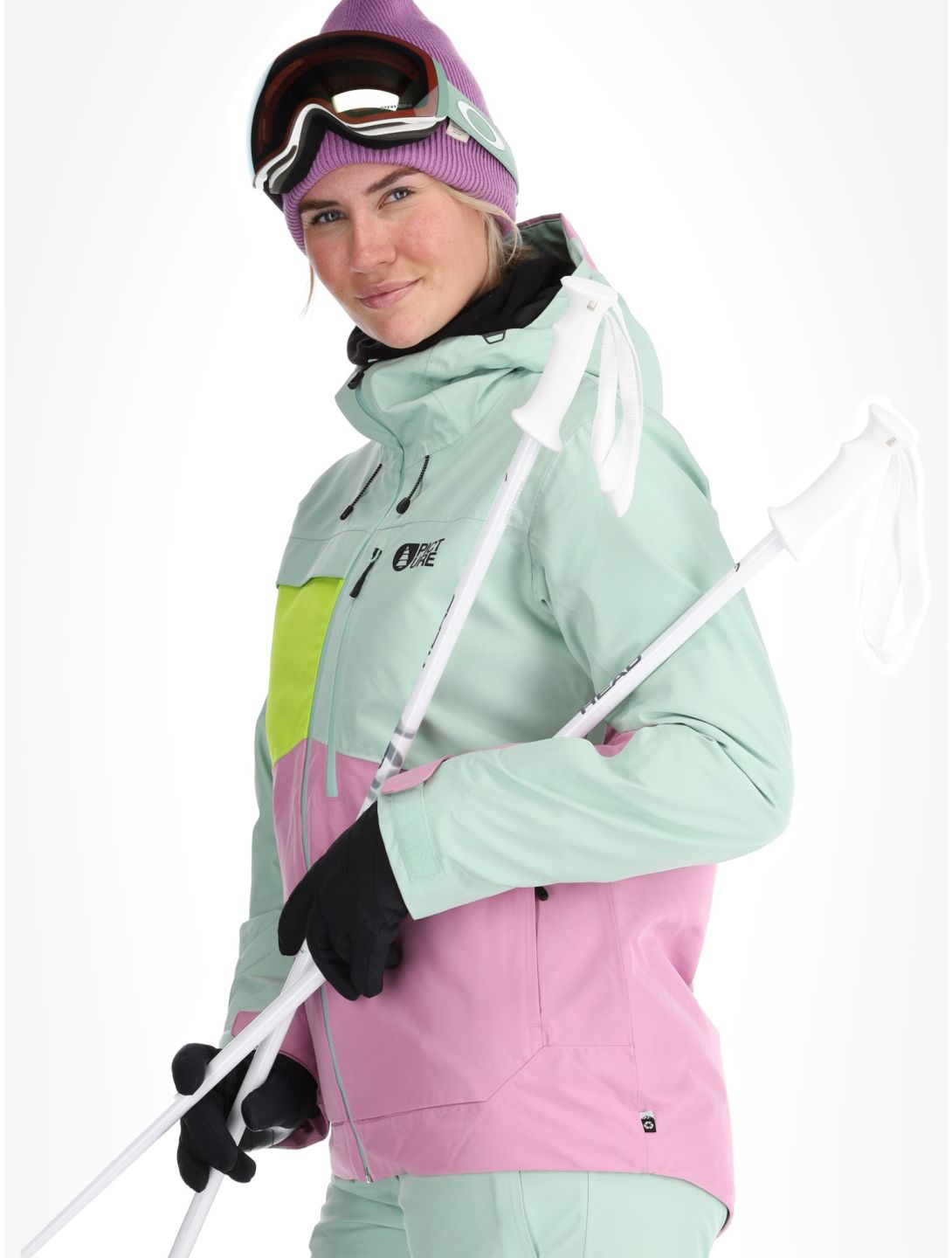 Picture, Seen ski jacket women Silt Green Acid Lime Orchid green, pink 