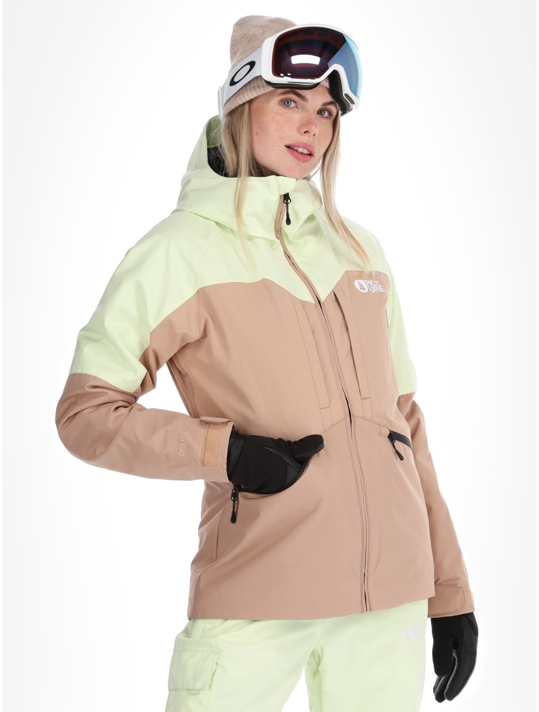 Picture, Sitkah ski jacket women Lime Cream Roebuck brown, green 