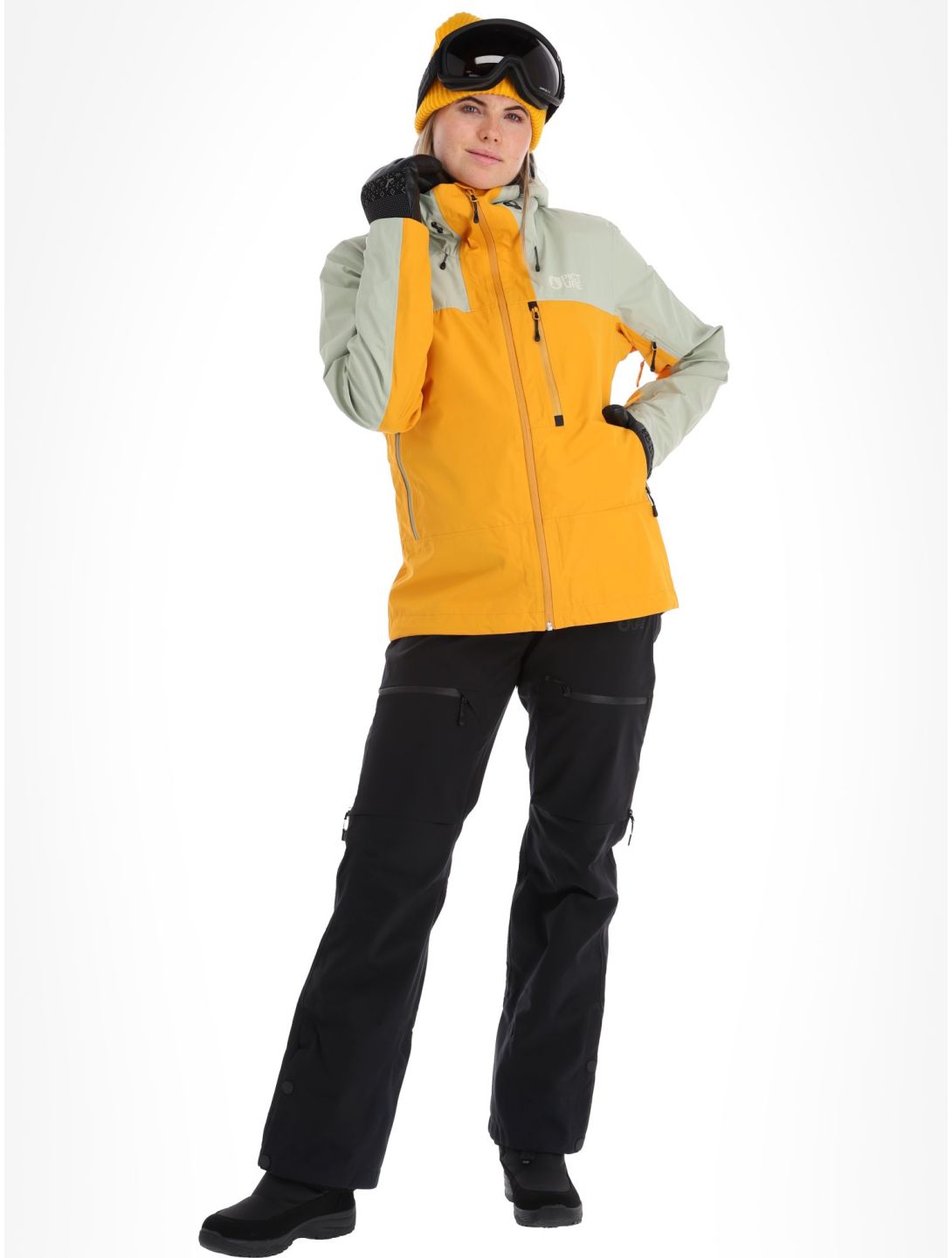 Picture, Sylva 3L hardshell ski jacket women Autumn Blaze green, yellow 