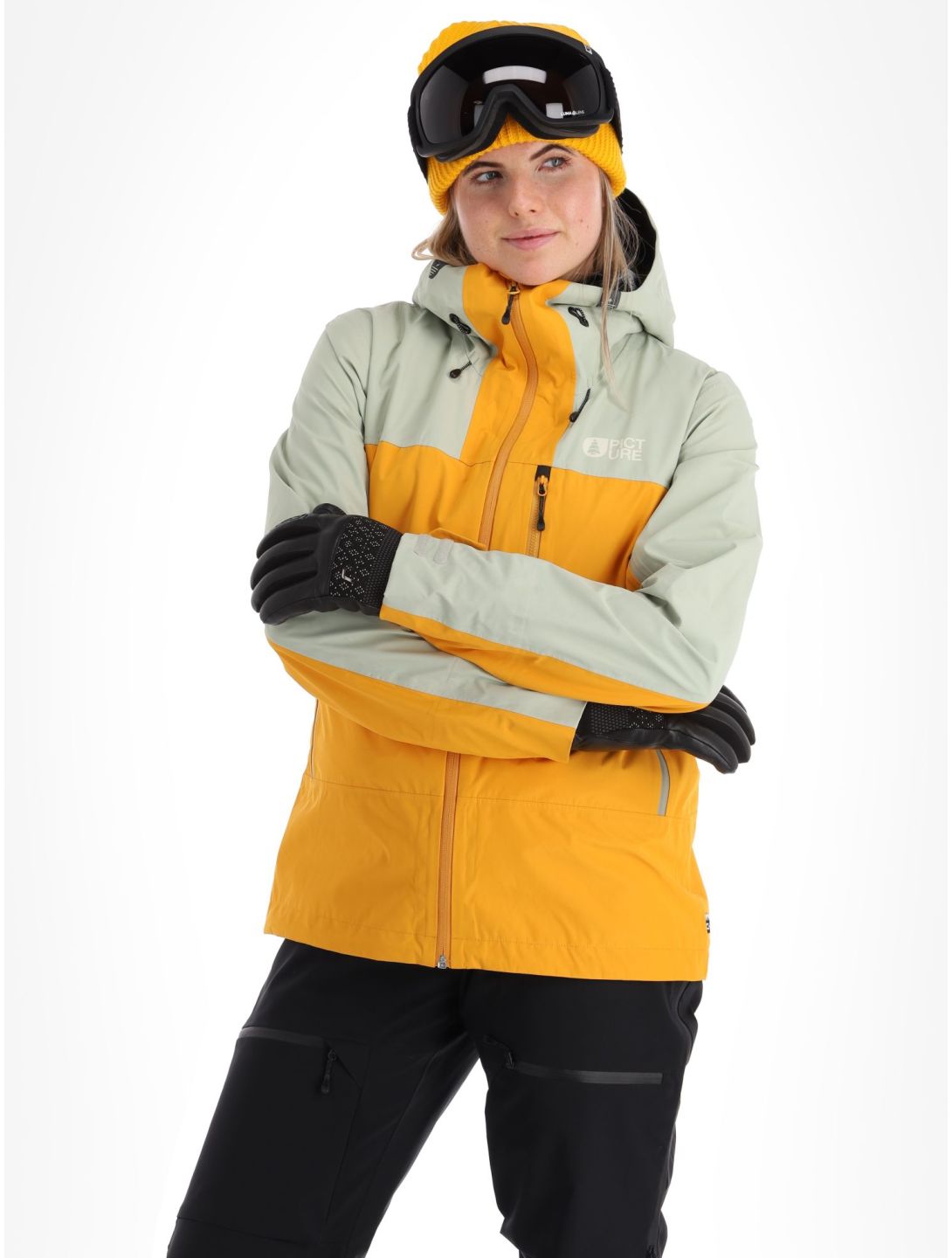 Picture, Sylva 3L hardshell ski jacket women Autumn Blaze green, yellow 