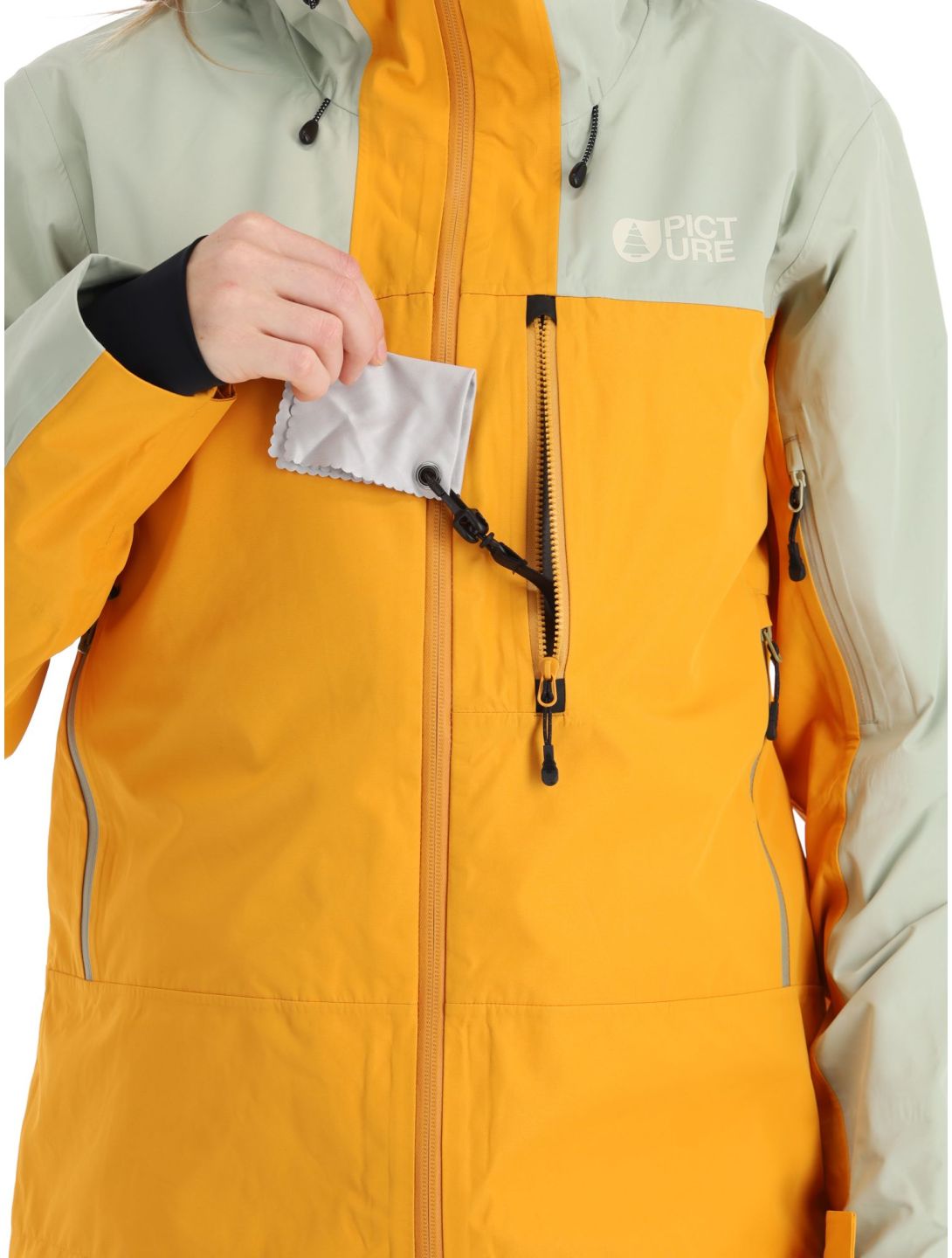 Picture, Sylva 3L hardshell ski jacket women Autumn Blaze green, yellow 