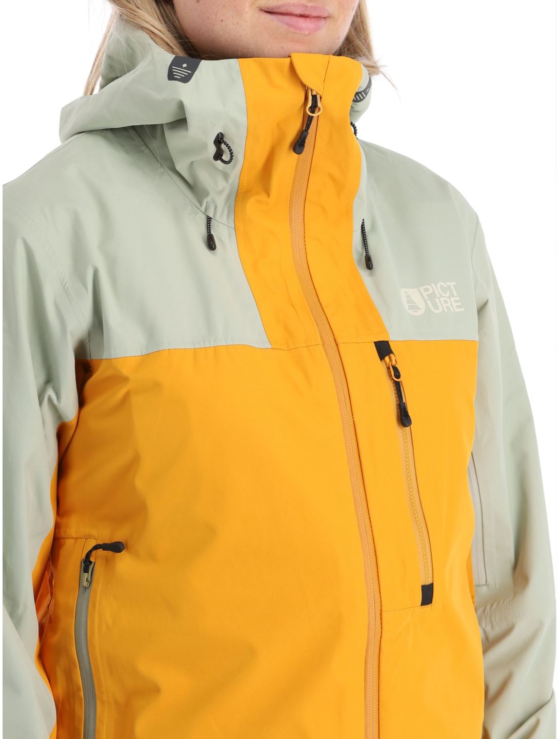 Picture, Sylva 3L hardshell ski jacket women Autumn Blaze green, yellow 