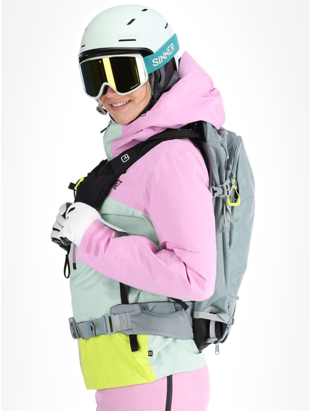 Picture, Sylva 3L hardshell ski jacket women Orchid Silt Green Acid Lime green, grey, pink 