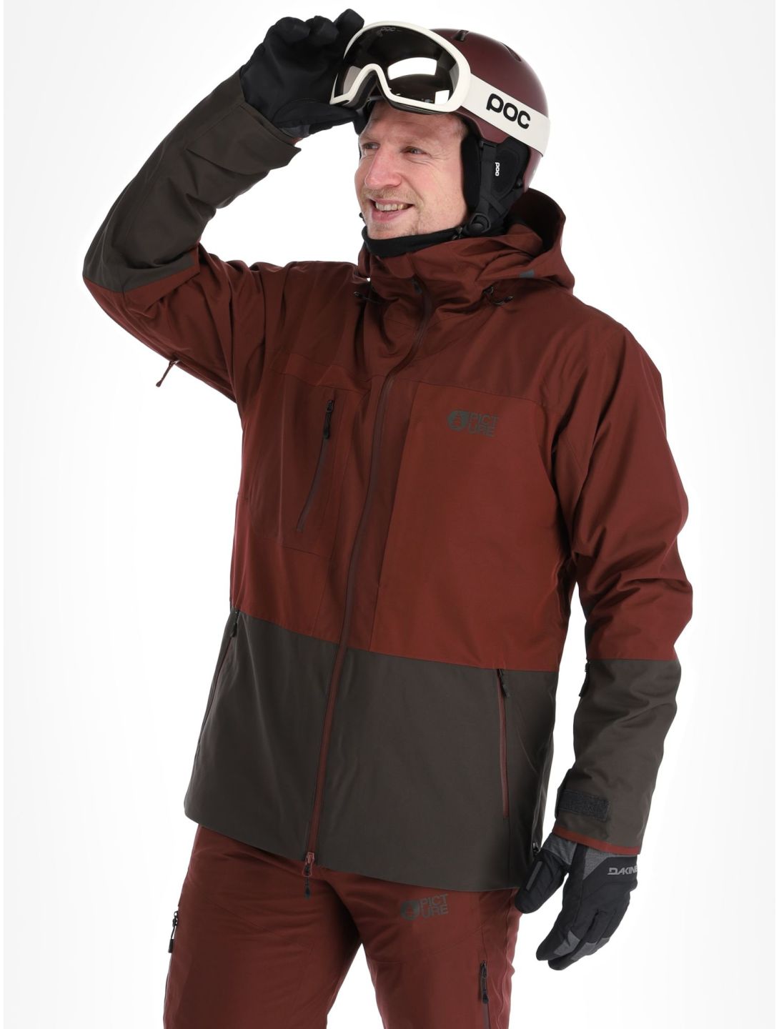 Picture, Track ski jacket men Andorra-Raven Grey burgundy 