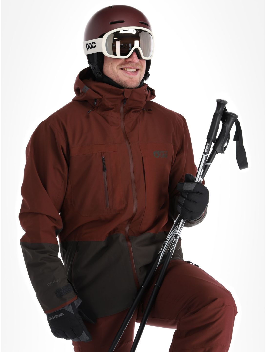 Picture, Track ski jacket men Andorra-Raven Grey burgundy 