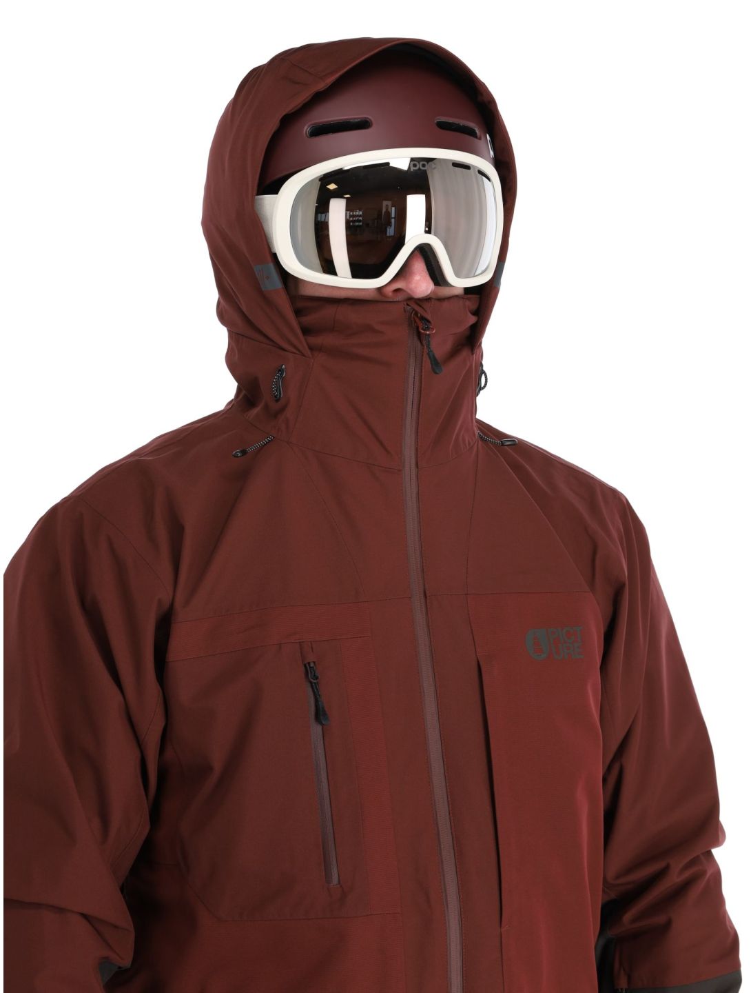 Picture, Track ski jacket men Andorra-Raven Grey burgundy 