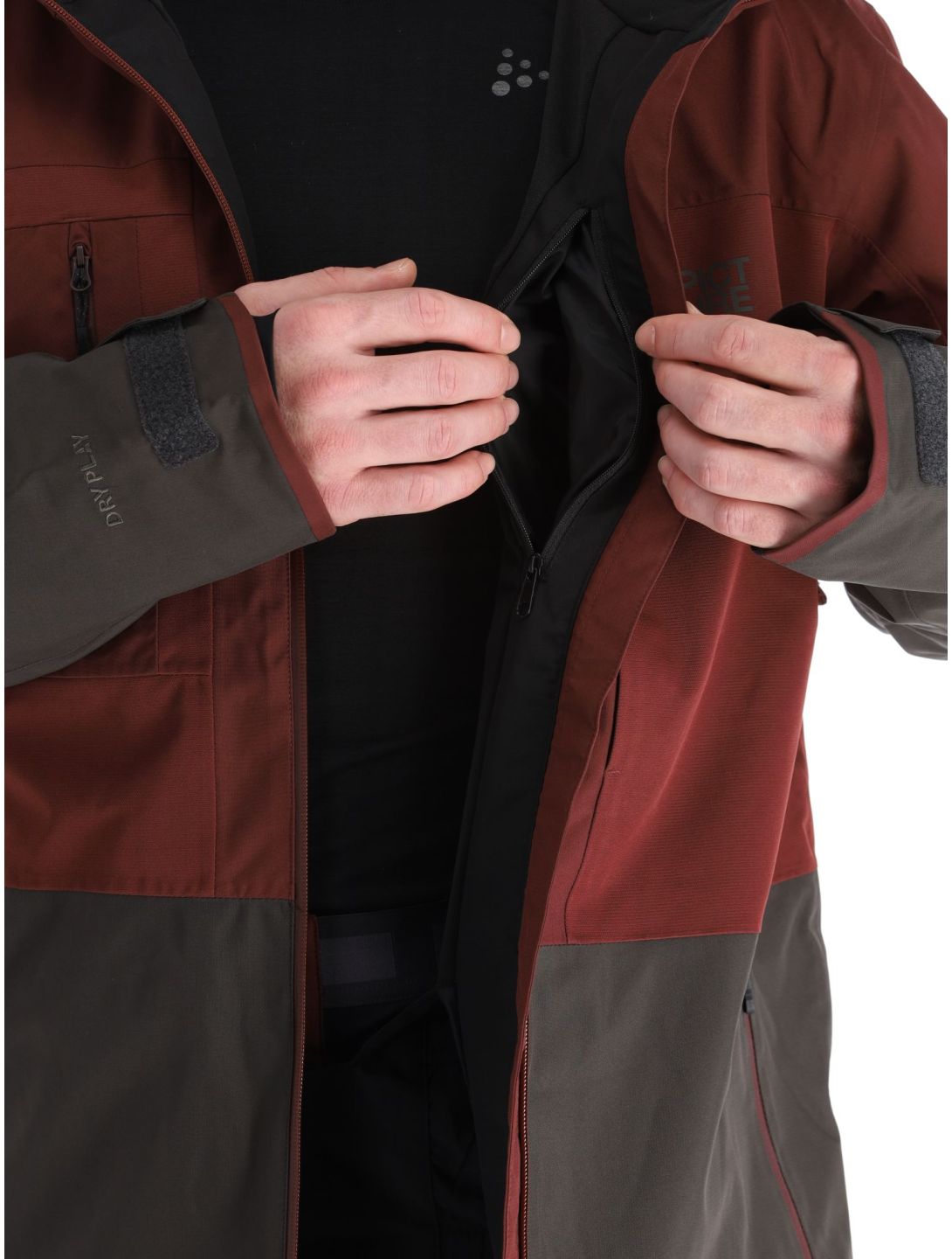 Picture, Track ski jacket men Andorra-Raven Grey burgundy 