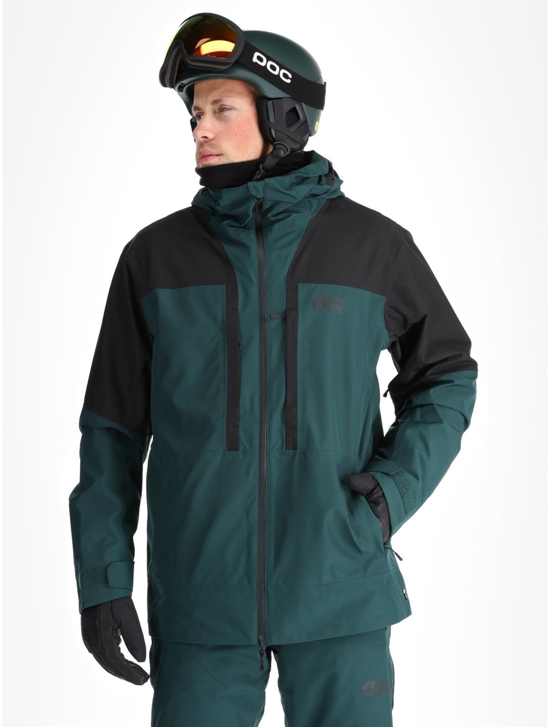 Picture, Track ski jacket men Black Ponderosa Pine black, green 