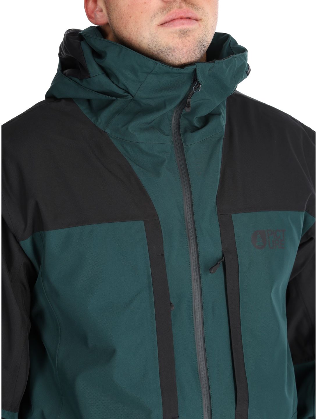 Picture, Track ski jacket men Black Ponderosa Pine black, green 