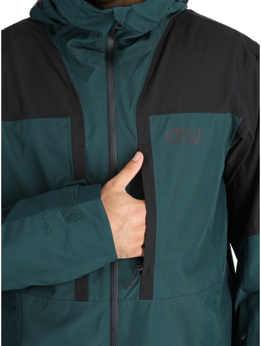 Picture, Track ski jacket men Black Ponderosa Pine black, green 