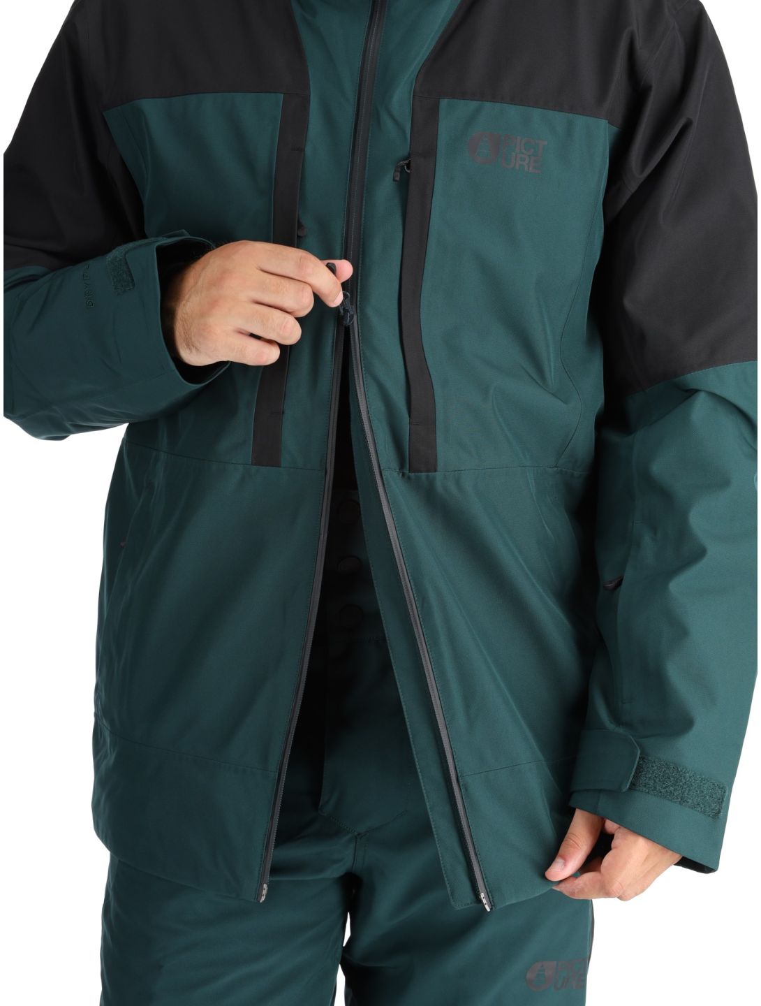 Picture, Track ski jacket men Black Ponderosa Pine black, green 