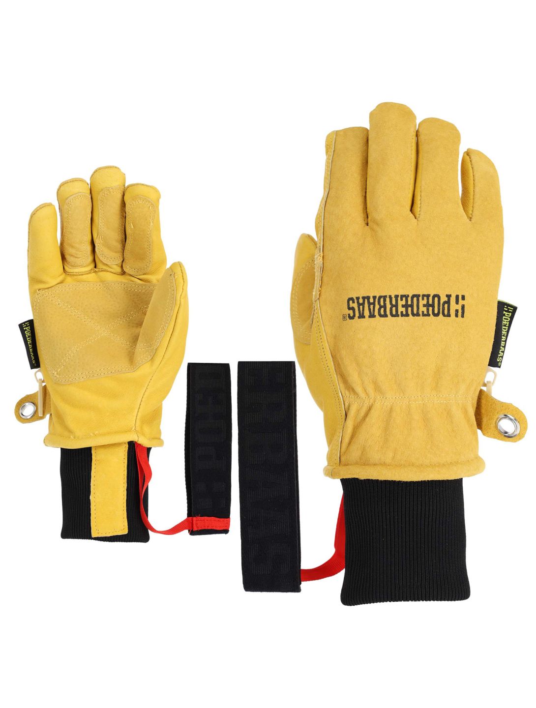 Yellow leather 2025 ski gloves