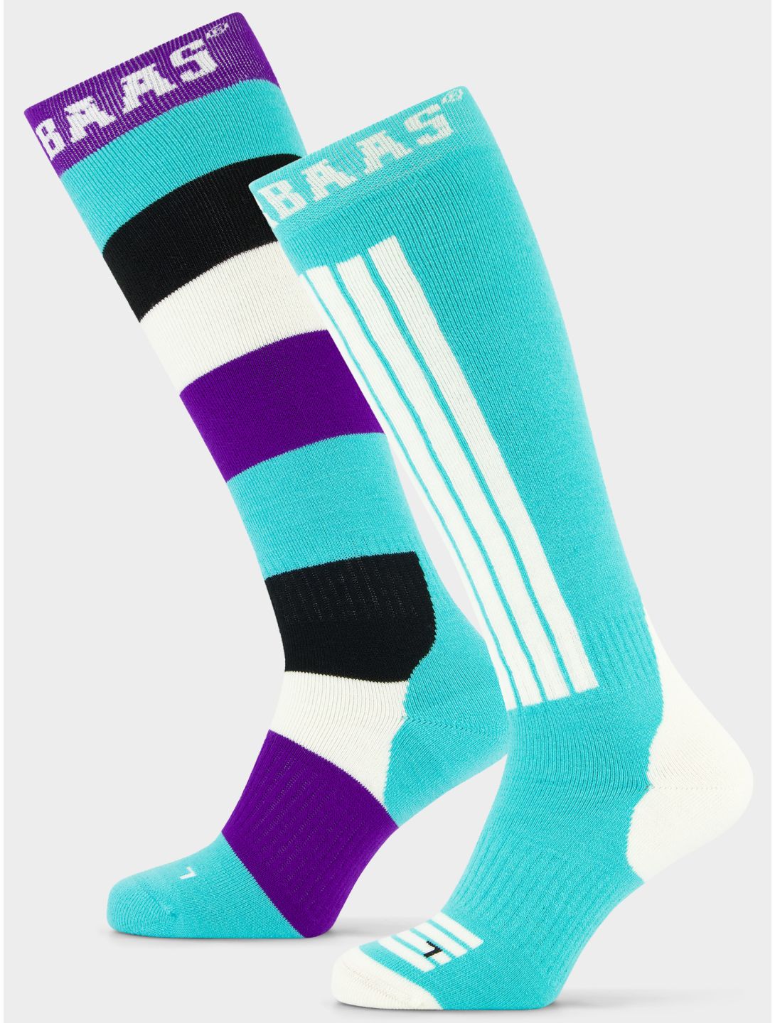 Poederbaas, Striped Ski Socks 2-pack ski socks 2-pack unisex Mint green 