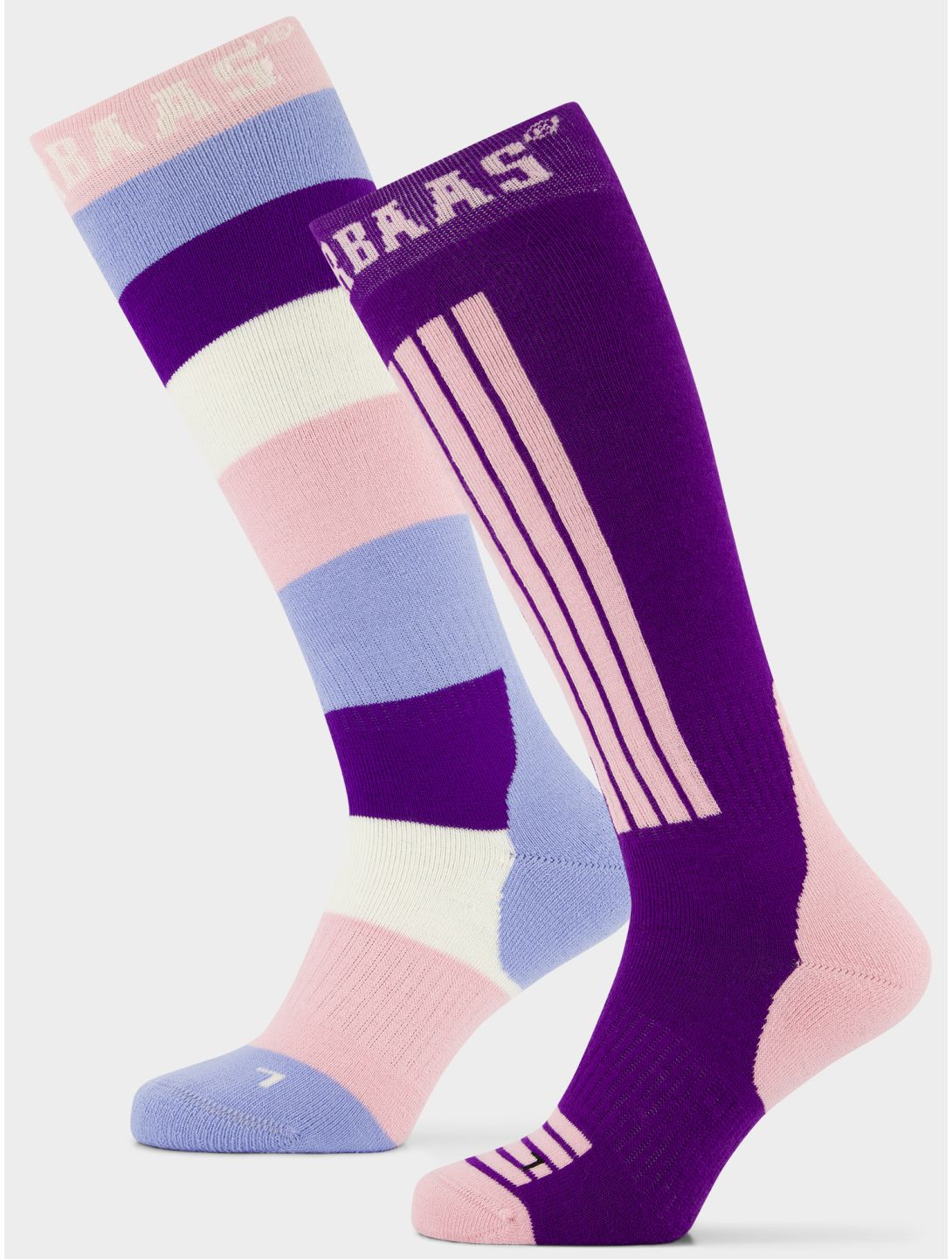 Poederbaas, Striped Ski Socks 2-pack ski socks 2-pack unisex Purple Pink pink 