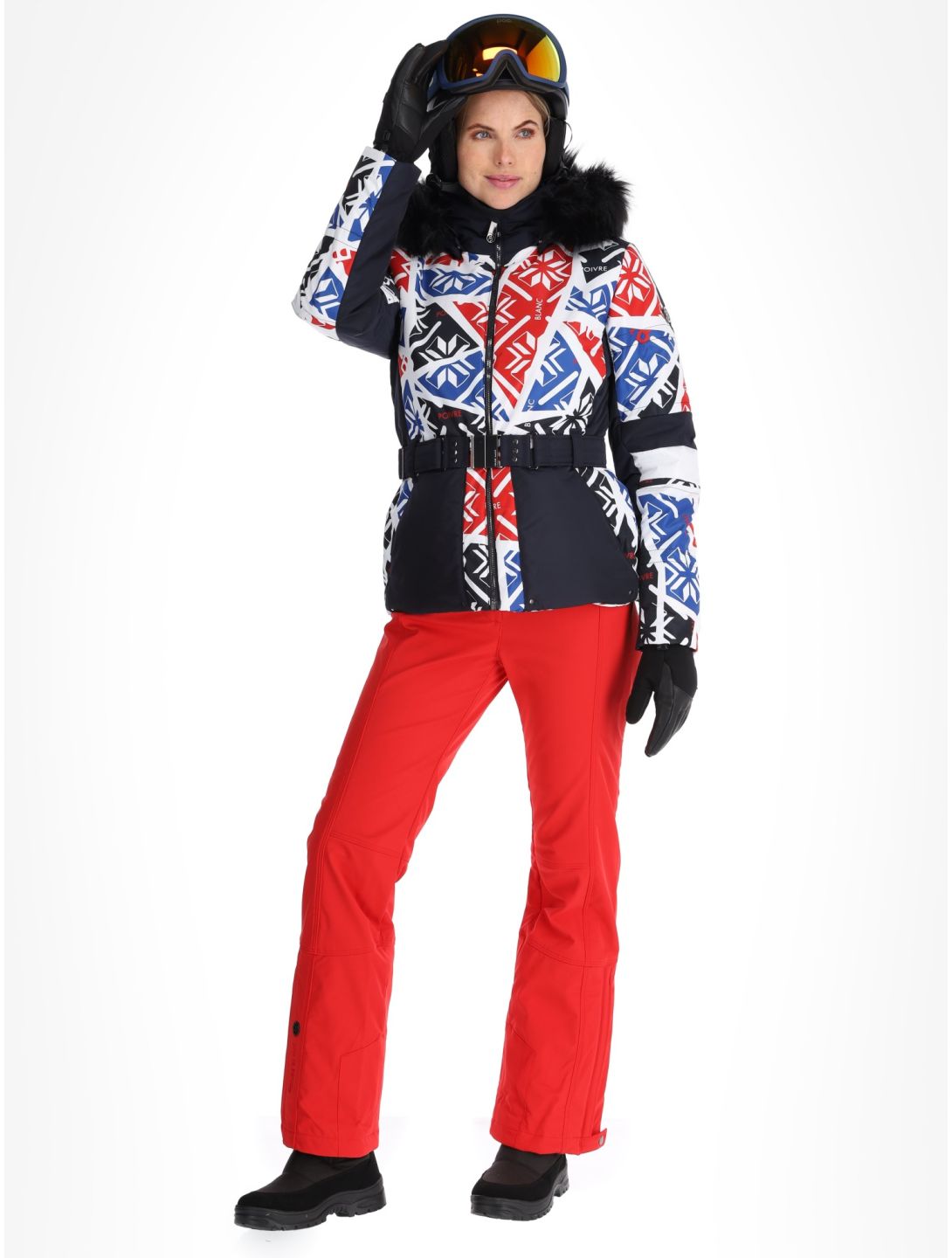 Poivre Blanc, Traditional 24PBH1003/WO/P ski jacket women Print Scarlet Red blue, red, white 