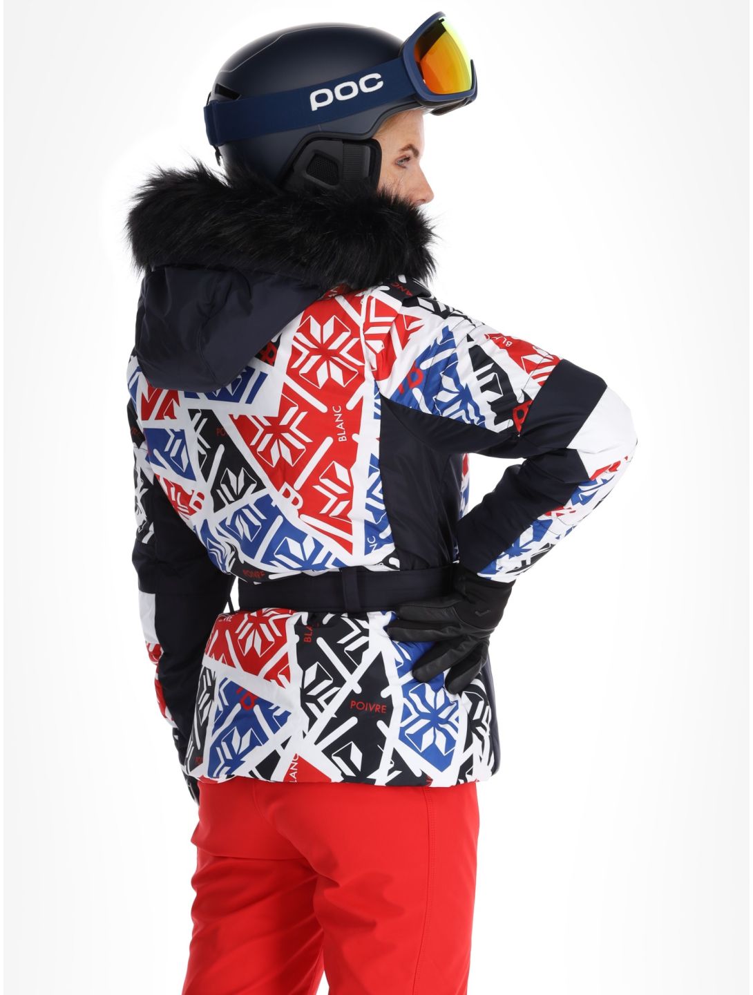 Poivre Blanc, Traditional 24PBH1003/WO/P ski jacket women Print Scarlet Red blue, red, white 