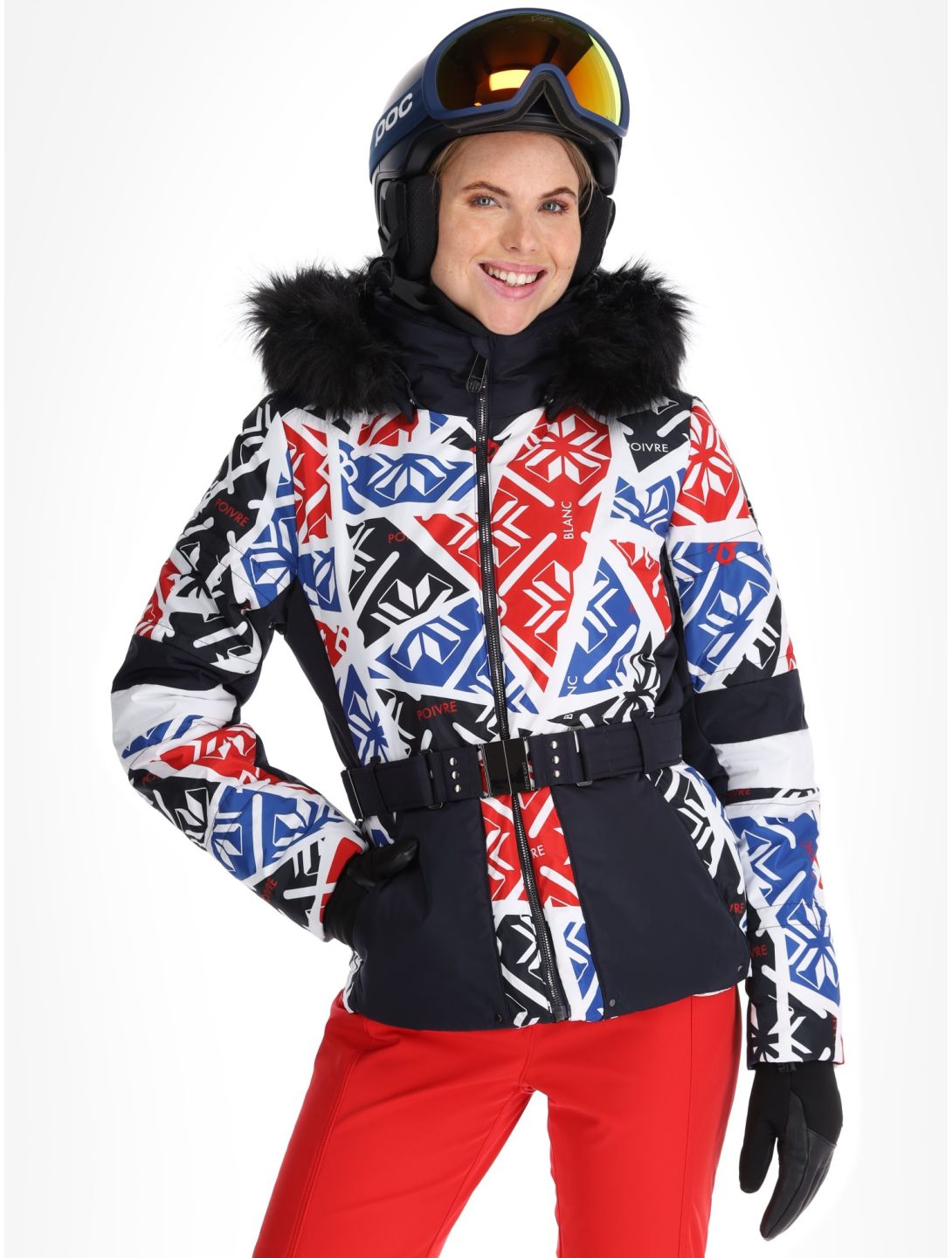 Poivre Blanc, Traditional 24PBH1003/WO/P ski jacket women Print Scarlet Red blue, red, white 