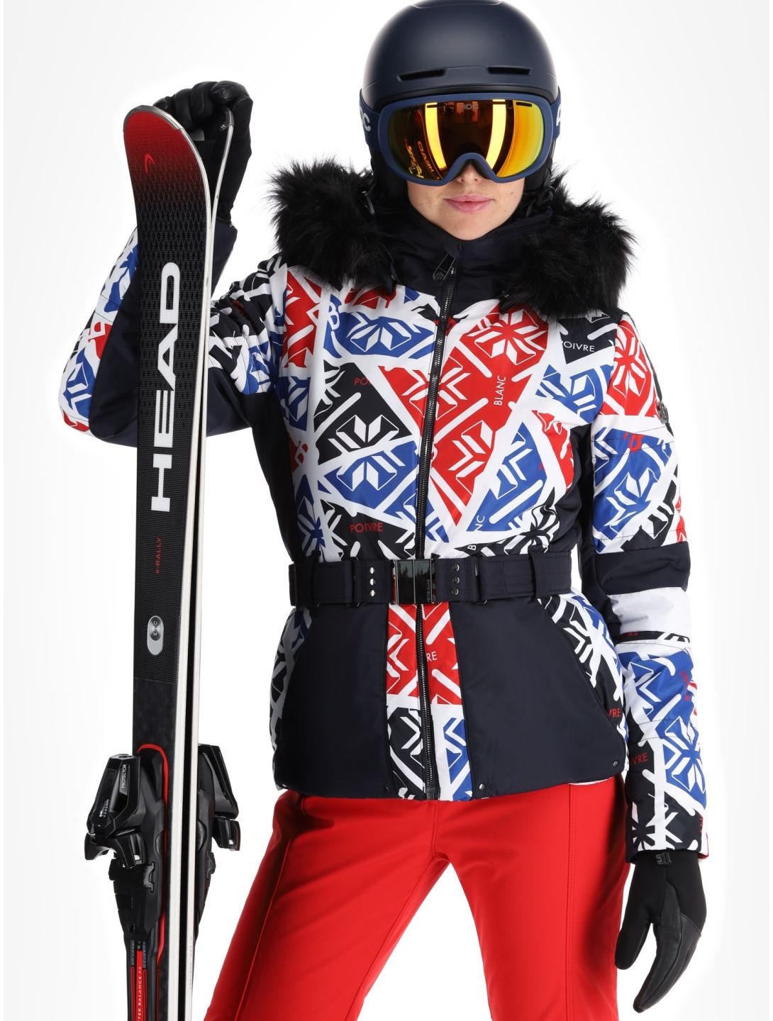 Poivre Blanc, Traditional 24PBH1003/WO/P ski jacket women Print Scarlet Red blue, red, white 