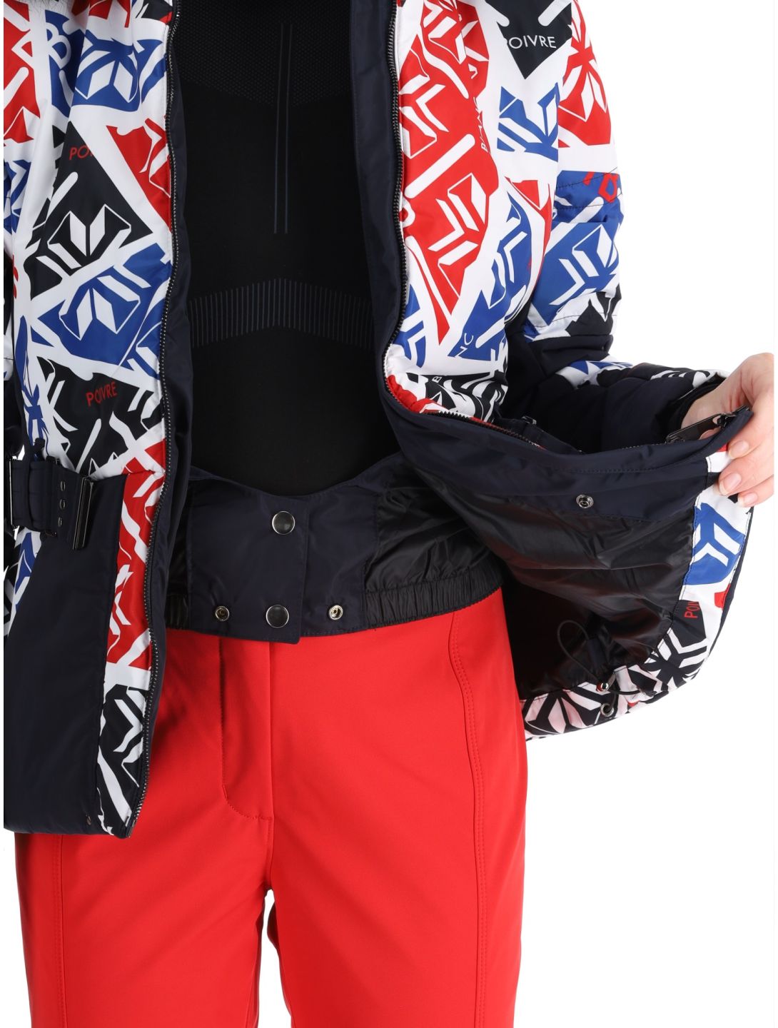 Poivre Blanc, Traditional 24PBH1003/WO/P ski jacket women Print Scarlet Red blue, red, white 