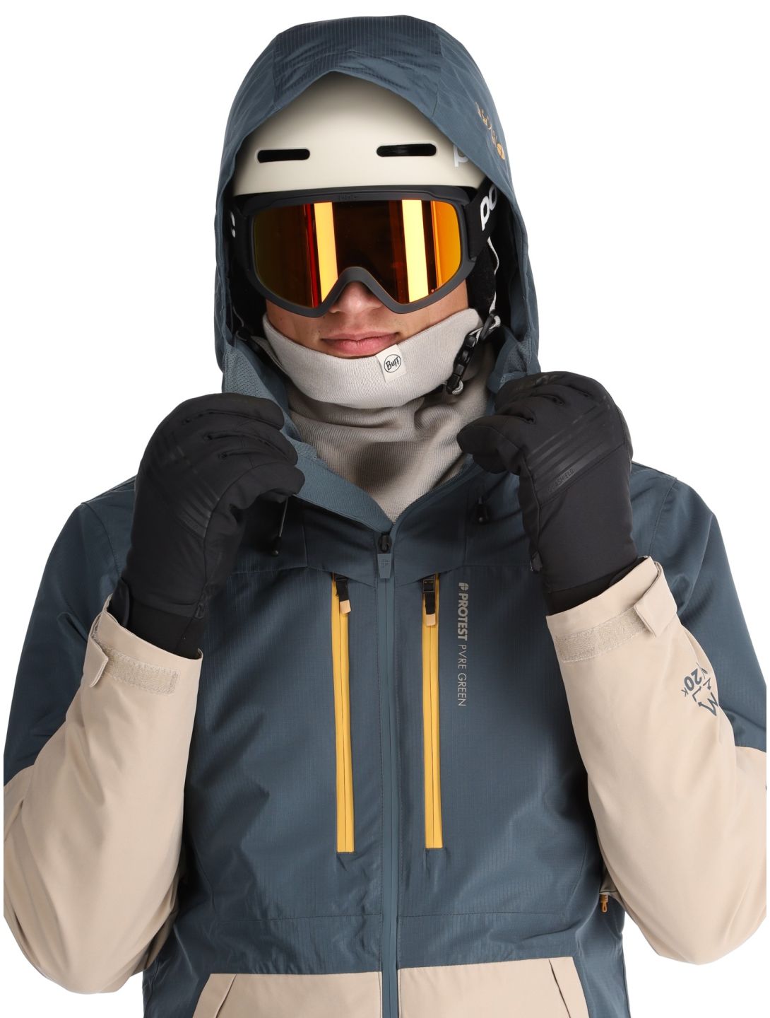 Protest, PRTBAKIE ski jacket men Yale Blue beige, blue 