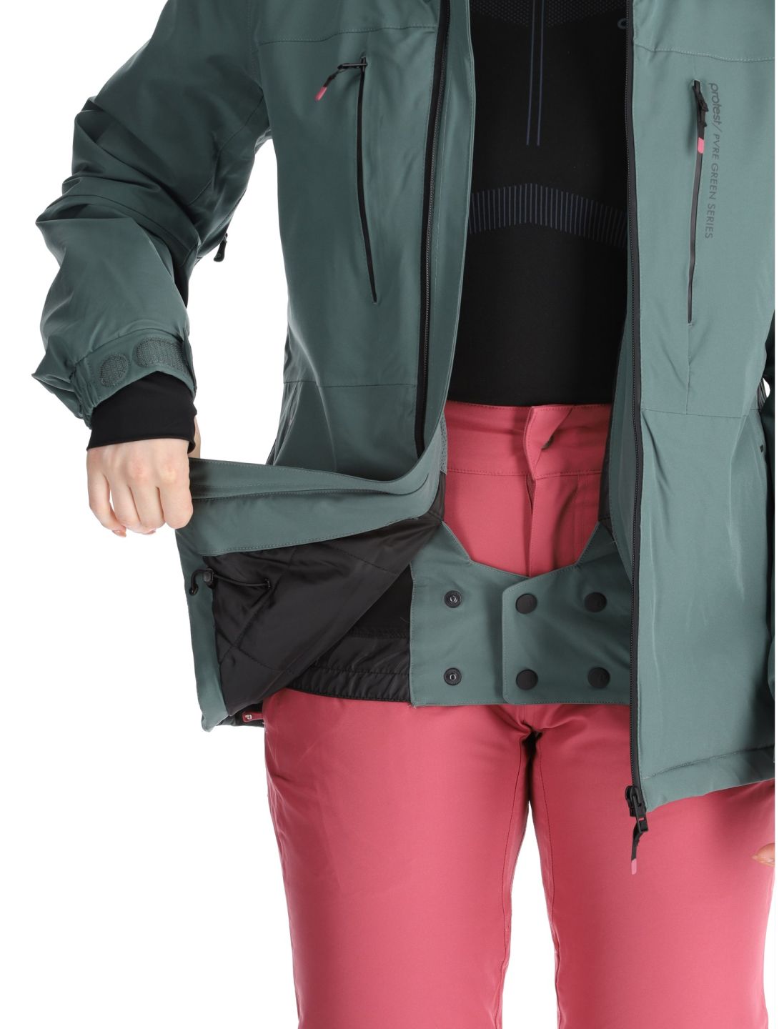 Protest, PRTBEVERLY ski jacket women Evergreen green 