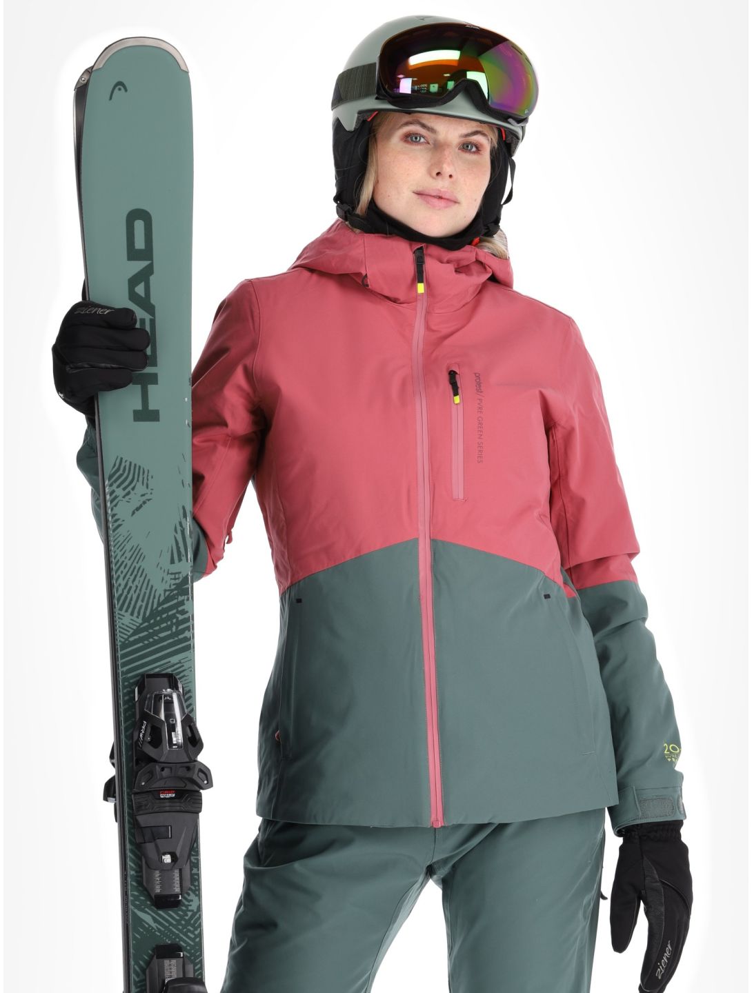 Protest, PRTDISK ski jacket women Rose Dust green, pink 