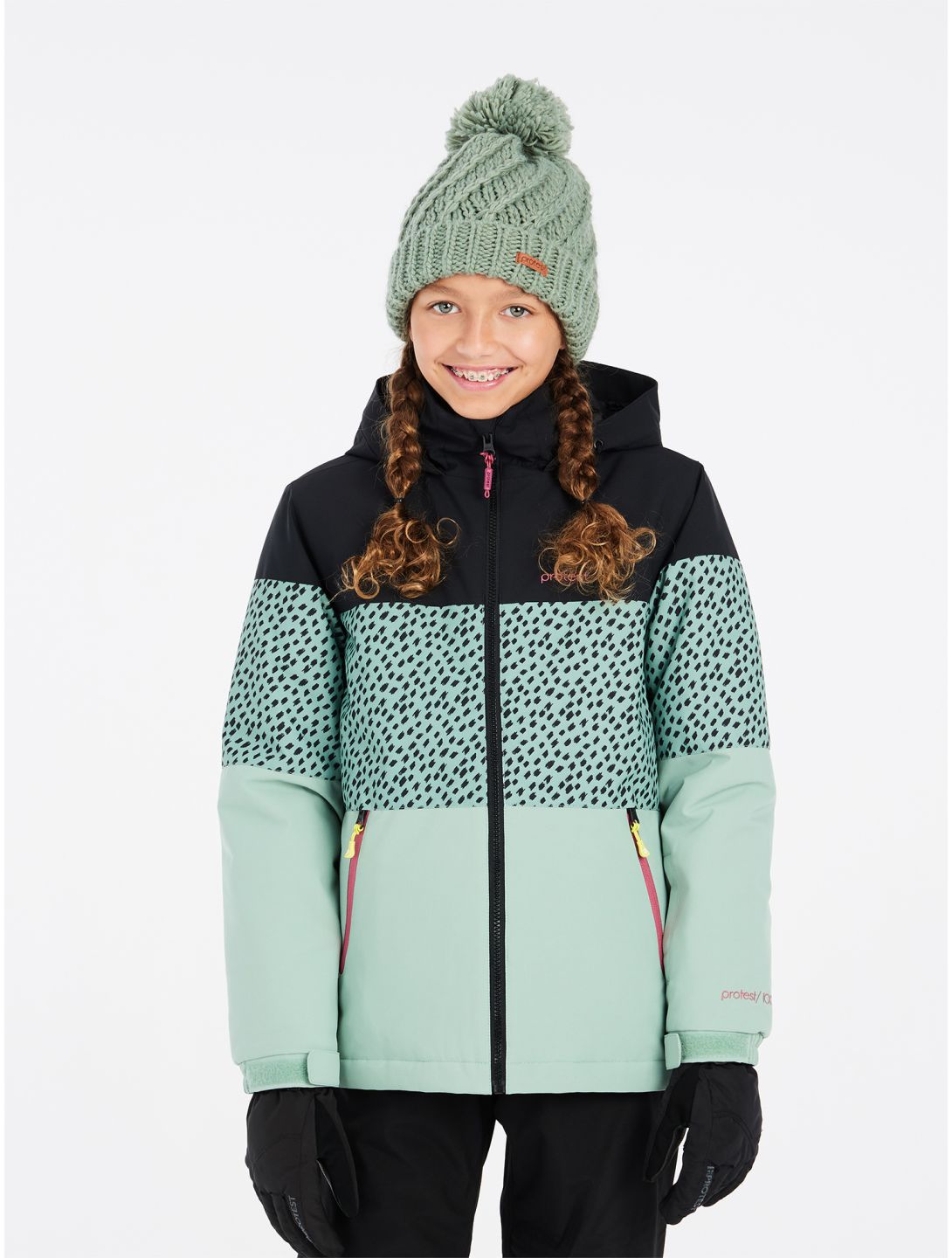 Protest, PRTFUGEE JR ski jacket kids Green Baygreen black, green 