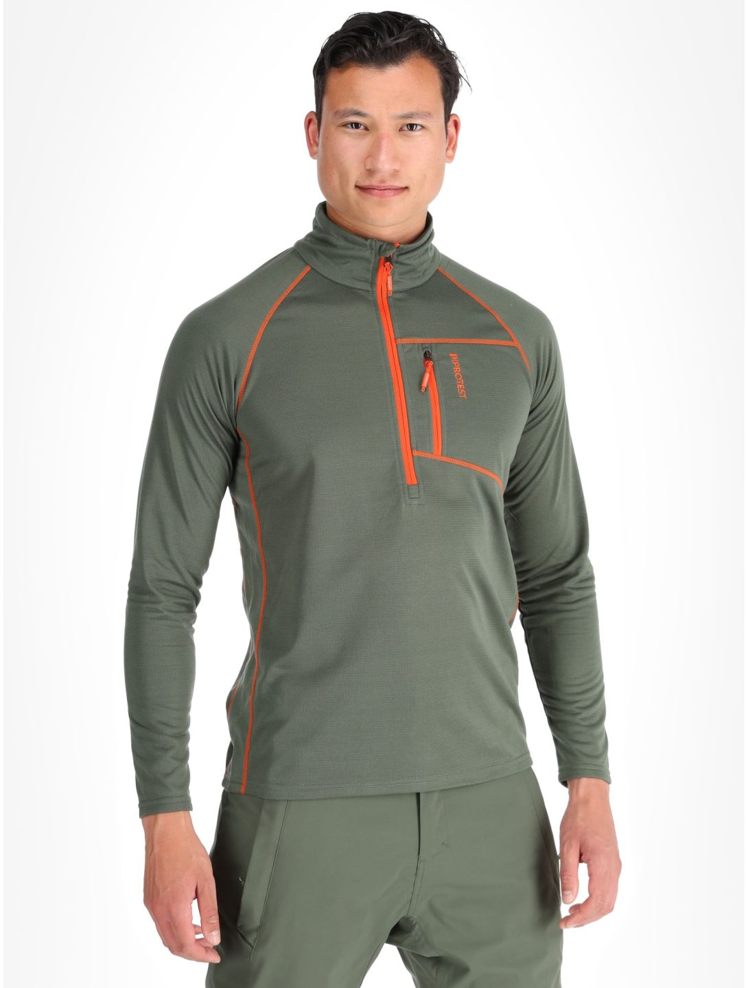 Protest, PRTKODY 1/4 zip pullover men Thyme green 