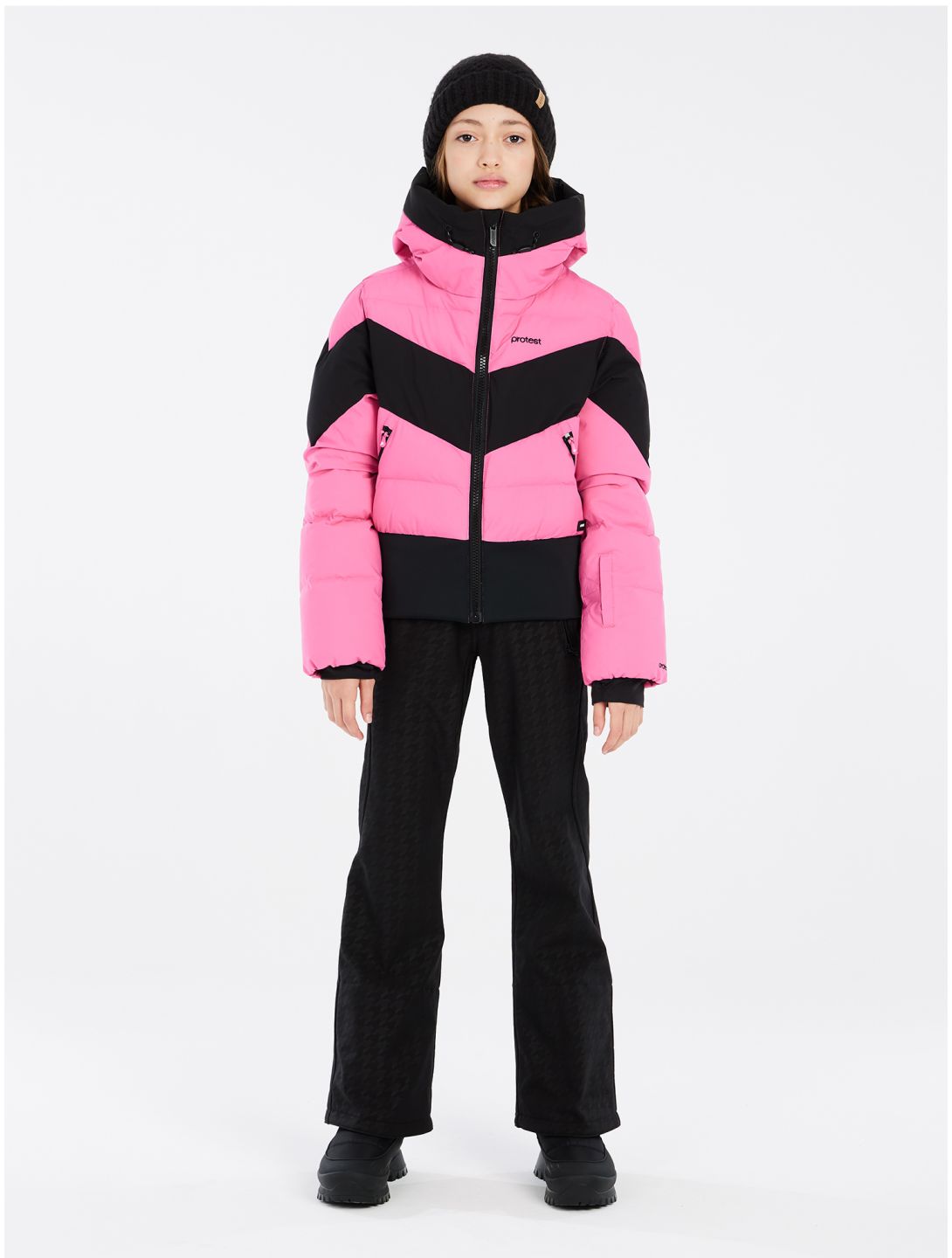 Protest, PRTMILOU JR ski jacket kids Foxy Pink black, pink 