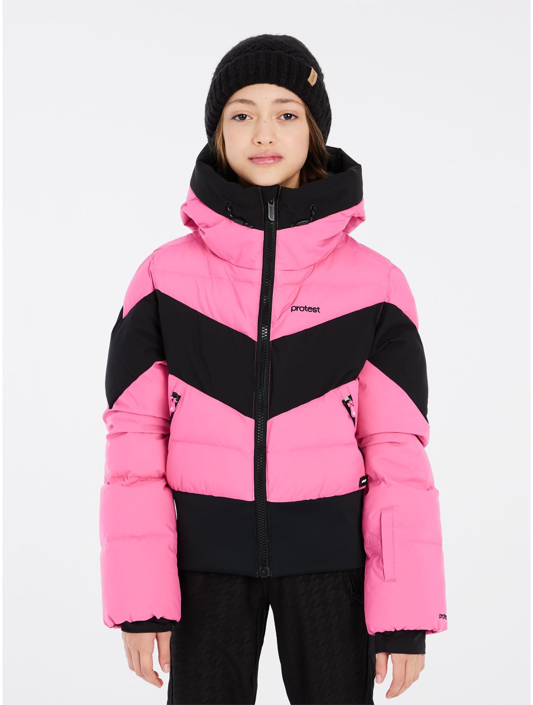 Protest, PRTMILOU JR ski jacket kids Foxy Pink black, pink 