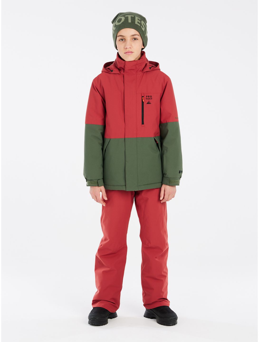 Protest, PRTSAVER JR ski jacket kids Barn Red green, red 