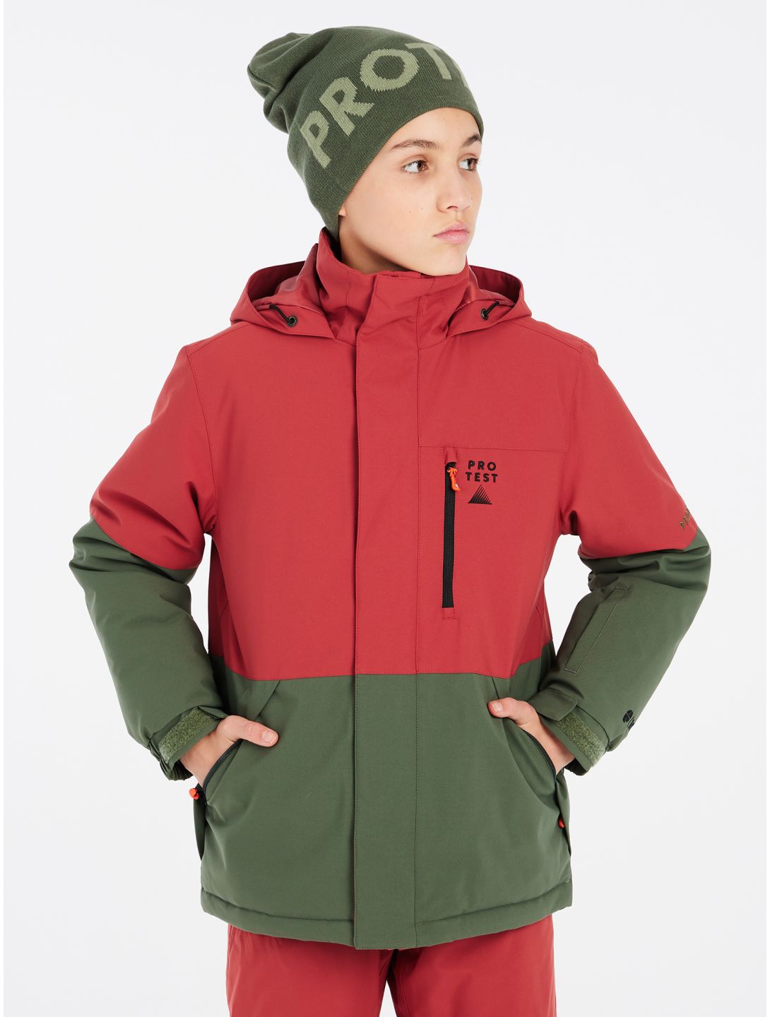 Protest, PRTSAVER JR ski jacket kids Barn Red green, red 