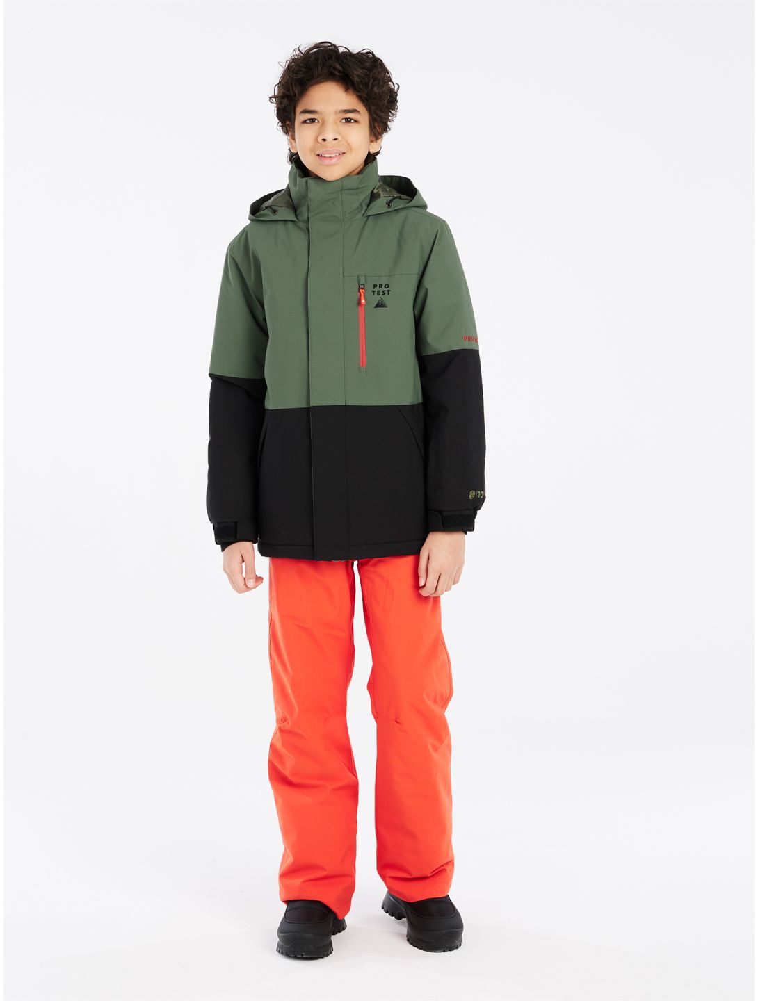 Protest, PRTSAVER JR ski jacket kids Thyme black, green 