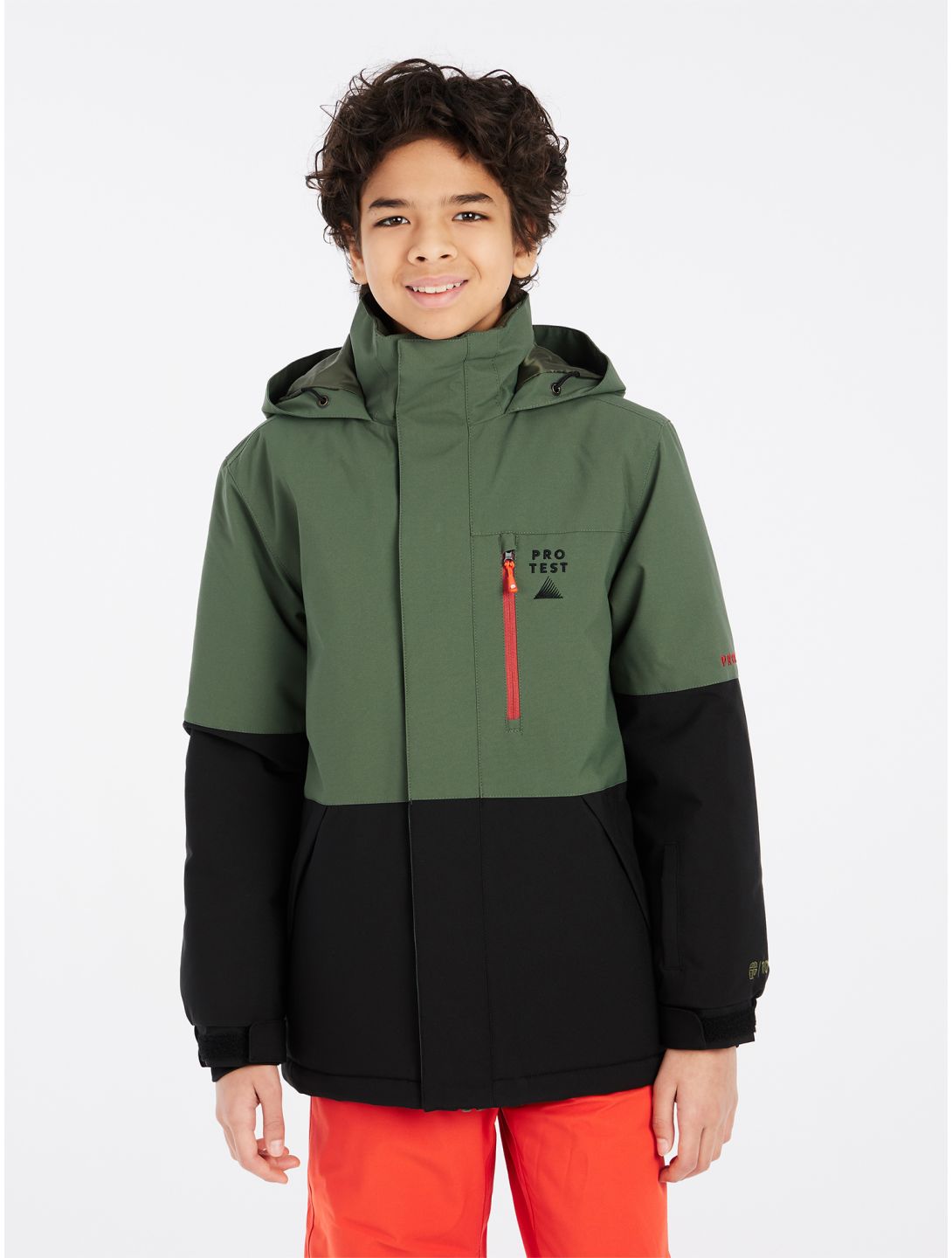 Protest, PRTSAVER JR ski jacket kids Thyme black, green 