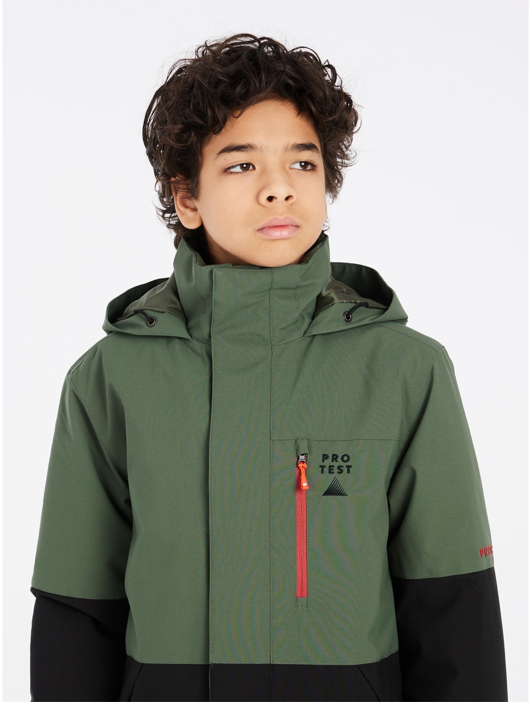 Protest, PRTSAVER JR ski jacket kids Thyme black, green 