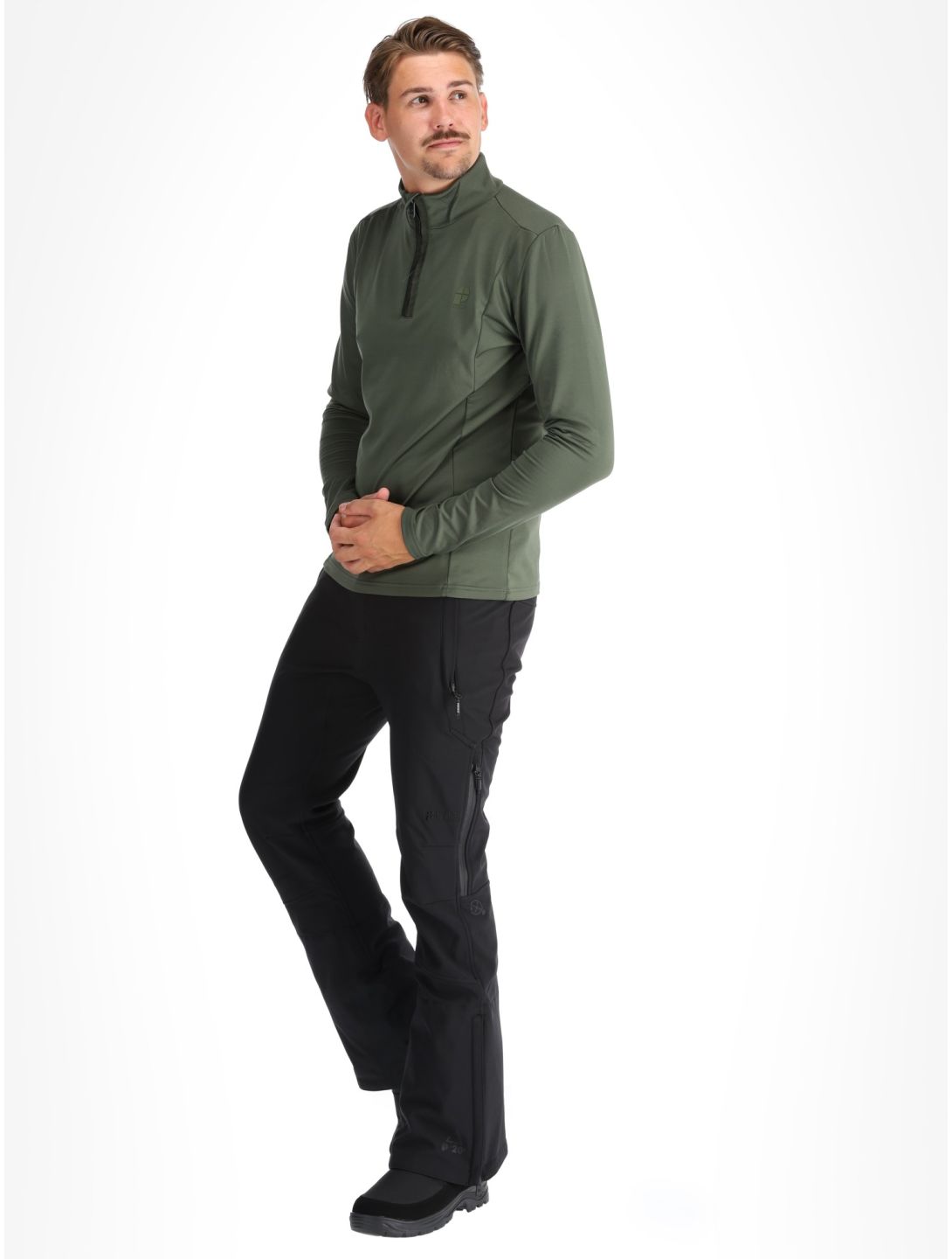 Protest, REWILL 1/4 zip top pullover men Thyme green 