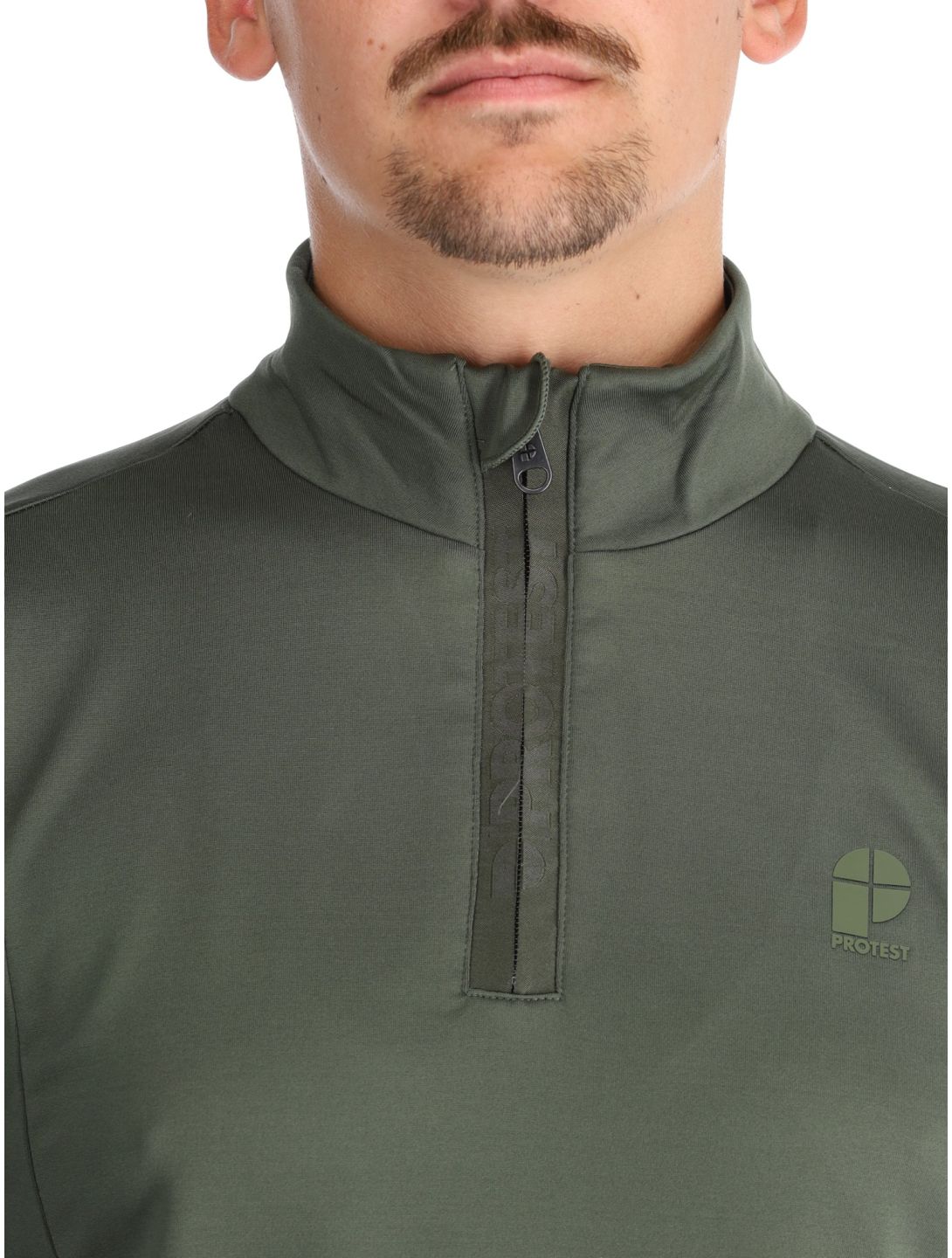 Protest, REWILL 1/4 zip top pullover men Thyme green 