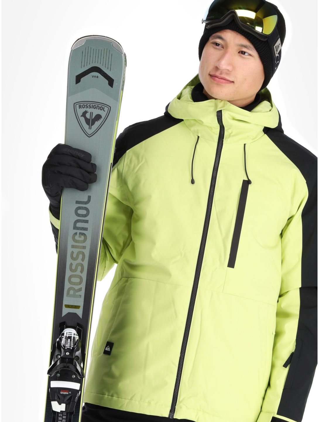 Quiksilver, Mission Block ski jacket men Celery Green black, green 