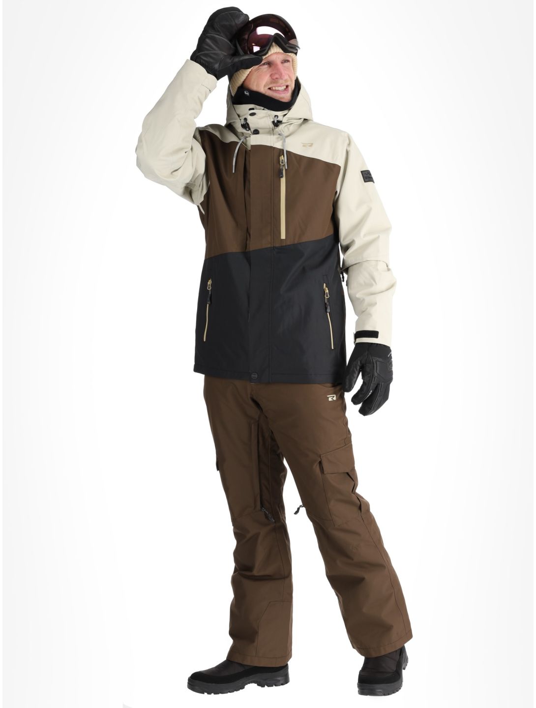 Rehall, Canlaon-R ski jacket men Gravel Stone beige, black, brown 