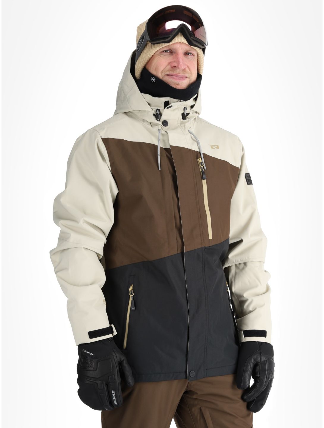 Rehall, Canlaon-R ski jacket men Gravel Stone beige, black, brown 