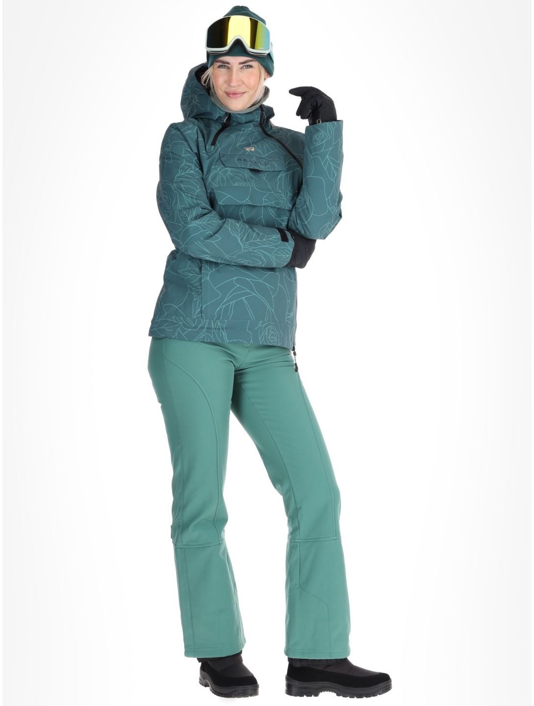 Rehall, Lou-R ski jacket women Roses Smoke Pine green 